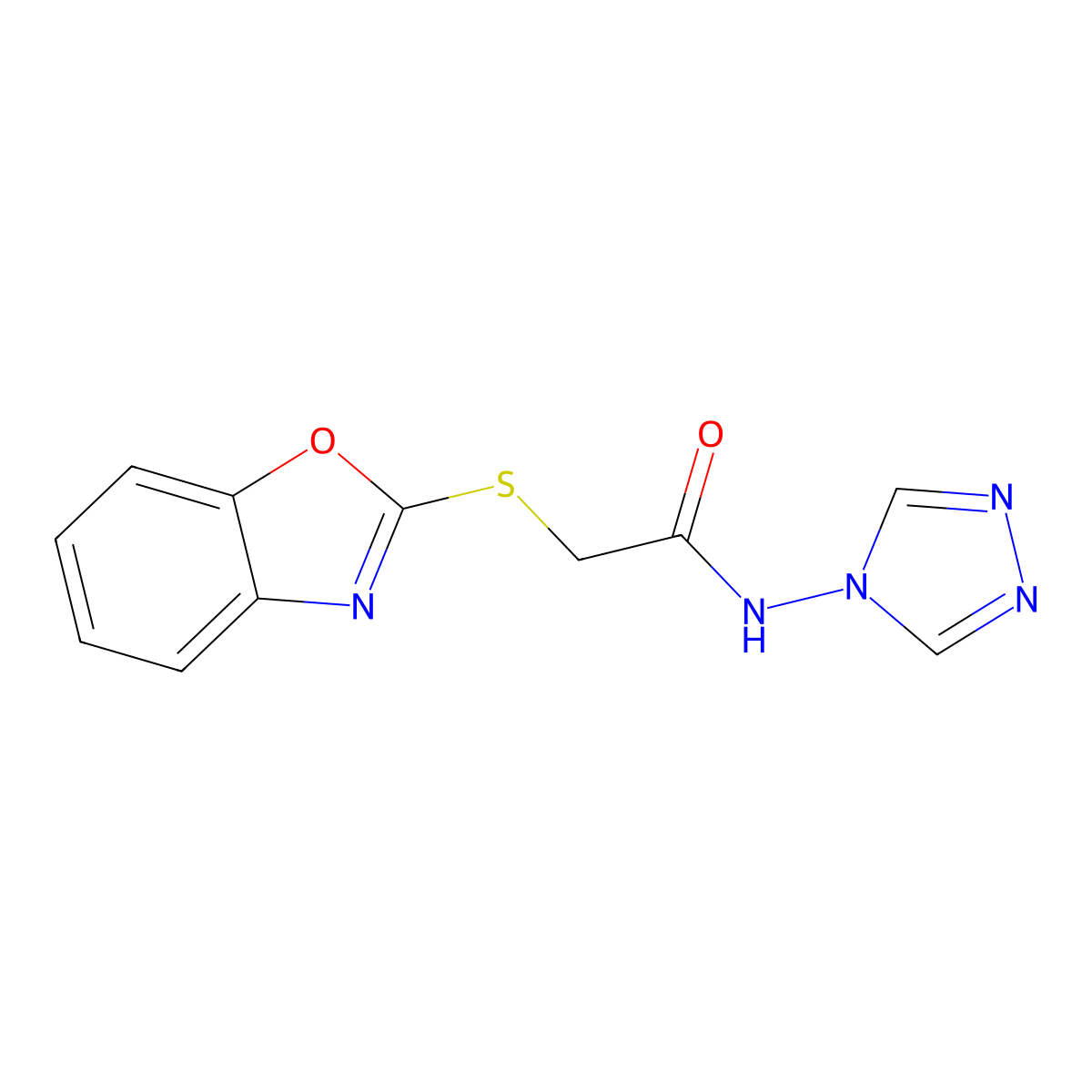 2-(1,3-benzoxazol-2-ylsulfanyl)-N-(4H-1,2,4-triazol-4-yl)acetamide molecular structure, CAS 498571-34-9
