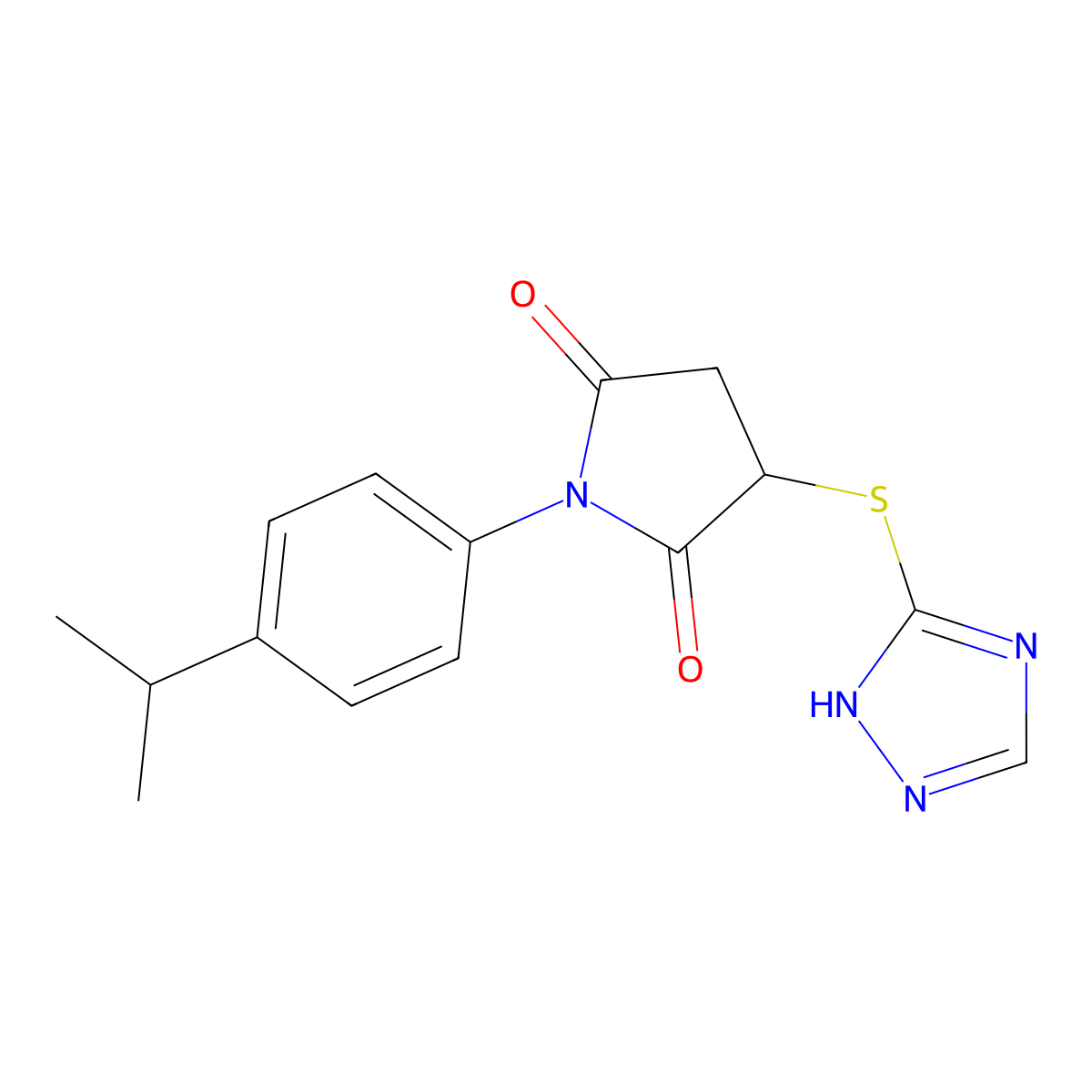 1-[4-(propan-2-yl)phenyl]-3-(4H-1,2,4-triazol-3-ylsulfanyl)pyrrolidine-2,5-dione molecular structure, CAS 498571-55-4