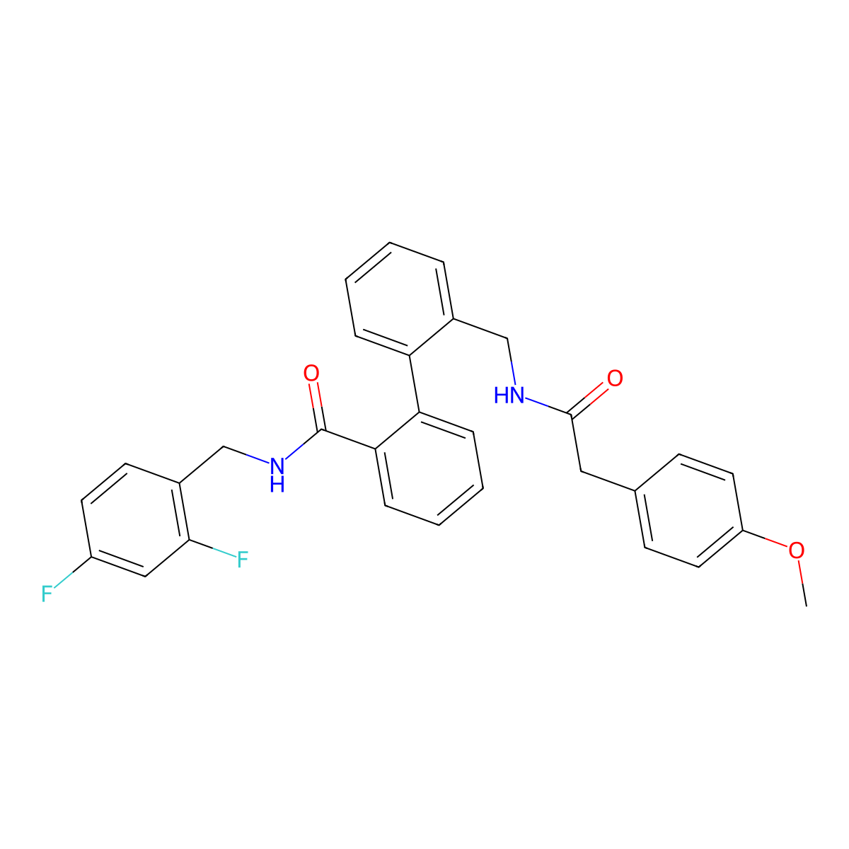N-(2,4-difluorobenzyl)-2'-((2-(4-methoxyphenyl)acetamido)methyl)-[1,1'-biphenyl]-2-carboxamide molecular structure, CAS 498577-46-1