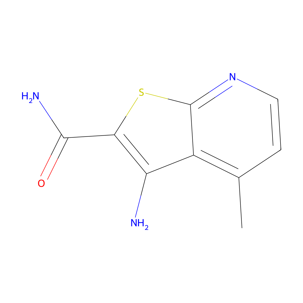 3-Amino-4-methylthieno[2,3-b]pyridine-2-carboxamide molecular structure, CAS 498580-73-7