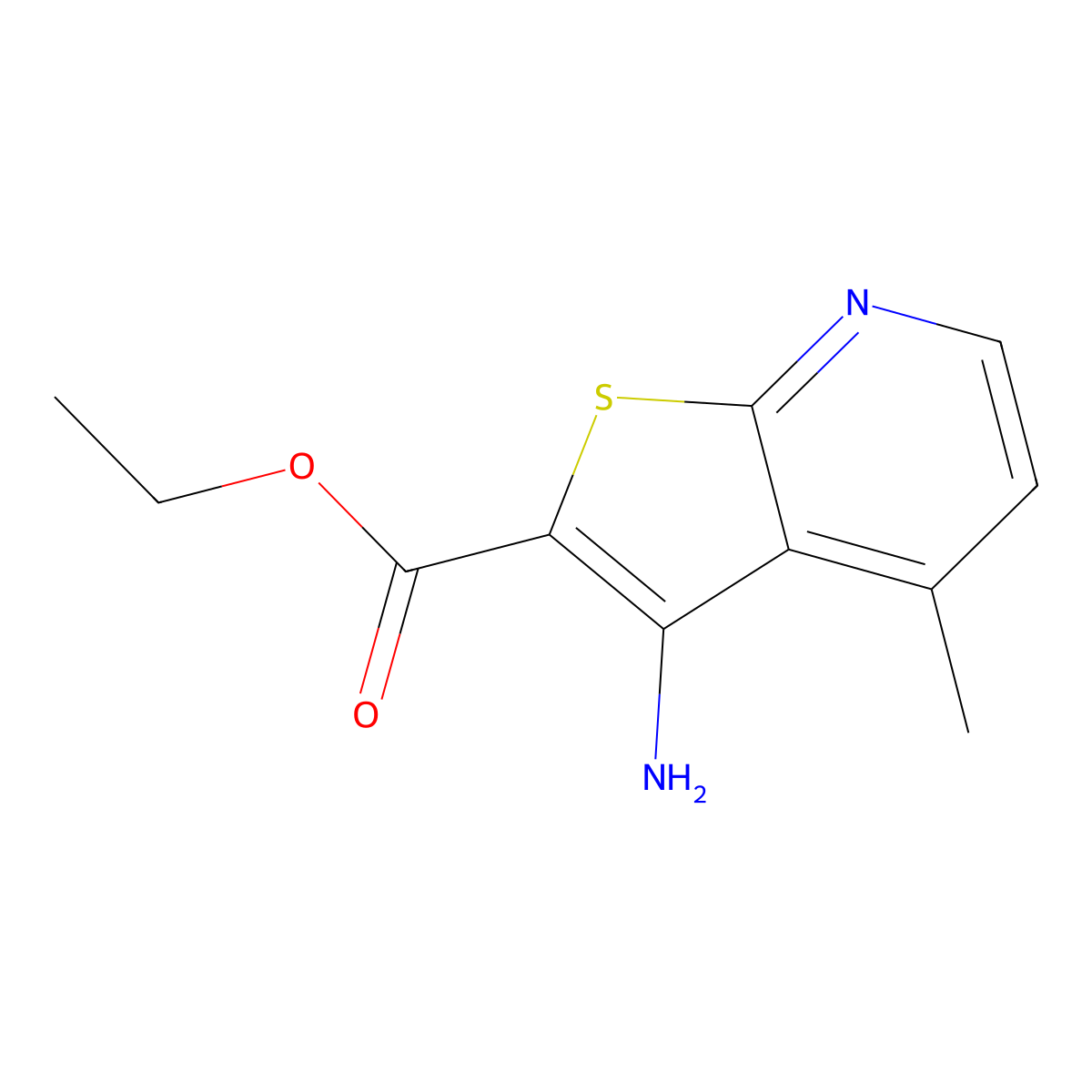 Ethyl 3-amino-4-methylthieno[2,3-b]pyridine-2-carboxylate molecular structure, CAS 498580-85-1