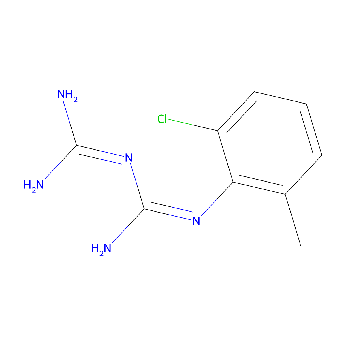 2-(2-Chloro-6-methylphenyl)-1-(diaminomethylidene)guanidine molecular structure, CAS 49872-70-0