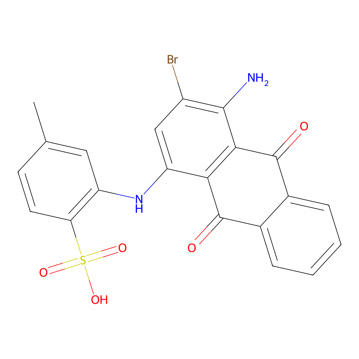4-((4-Amino-3-bromo-9,10-dihydro-9,10-dioxo-1-anthryl)amino)toluene-3-sulphonic acid molecular structure, CAS 4988-32-3