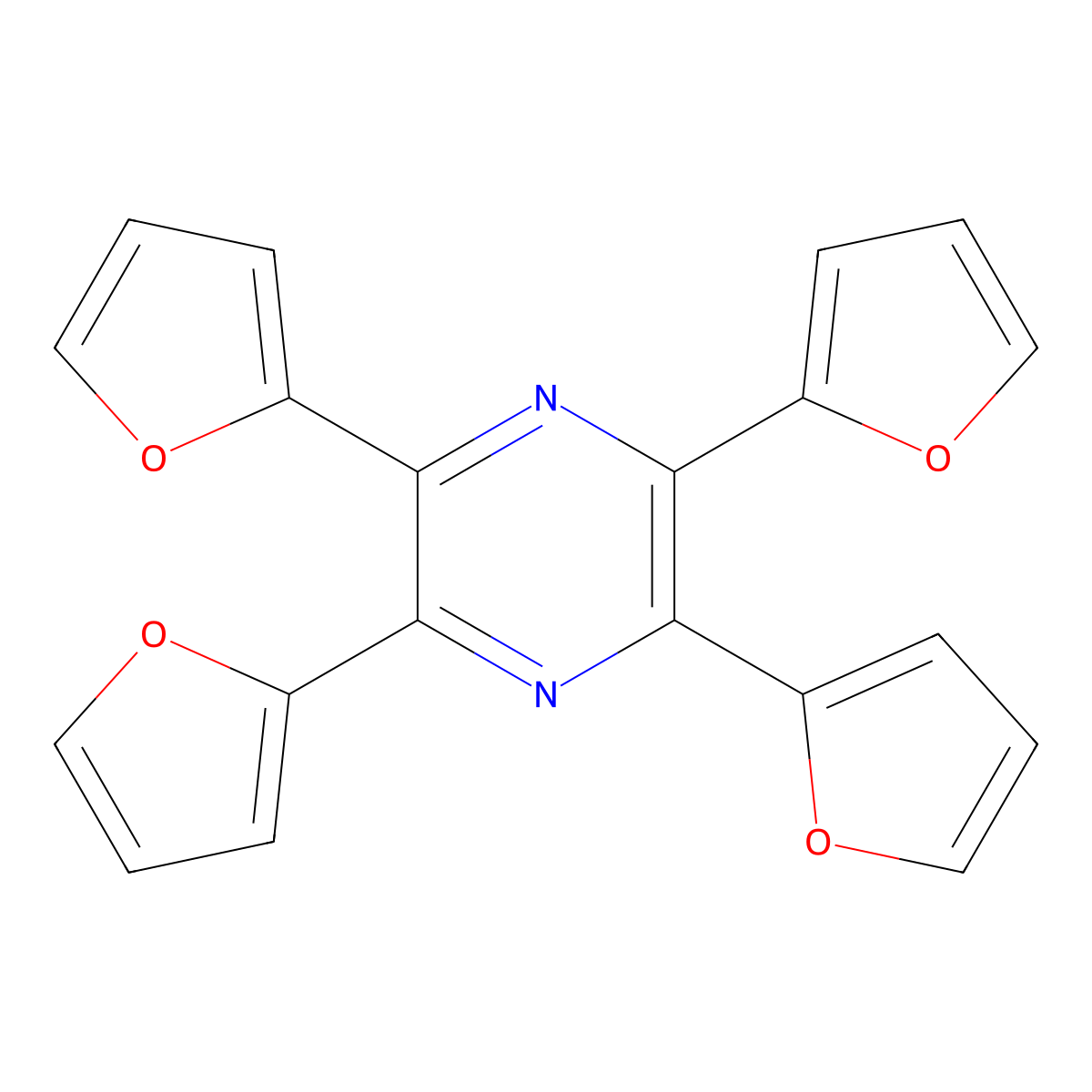 2,3,5,6-Tetrakis(furan-2-yl)pyrazine molecular structure, CAS 4989-05-3