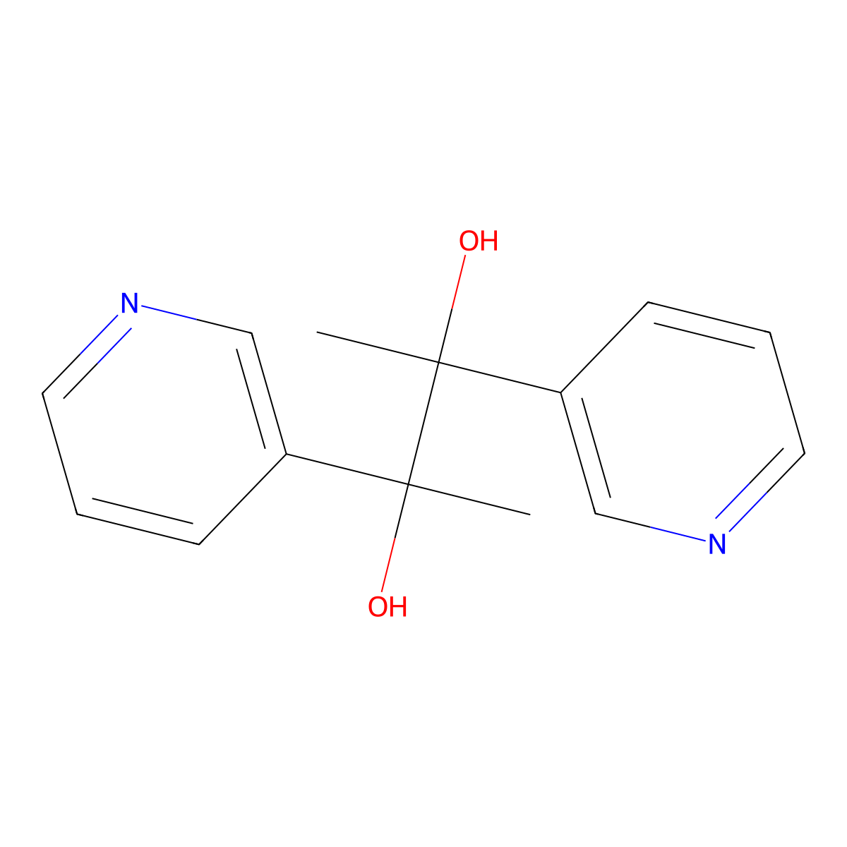 2,3-Di-3-pyridylbutane-2,3-diol molecular structure, CAS 4989-59-7