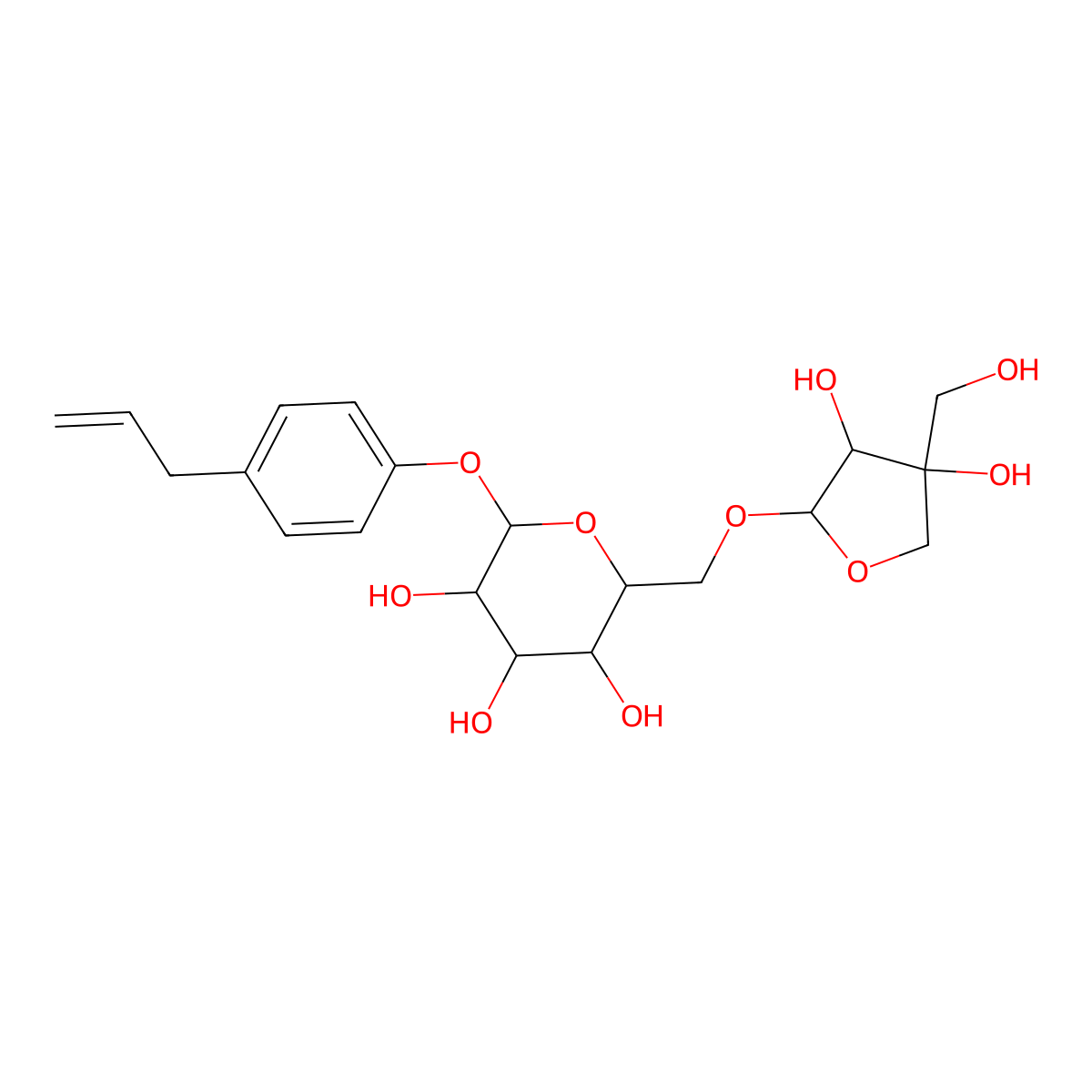 4-(2-Propen-1-yl)phenyl 6-O-D-apio-beta-D-furanosyl-beta-D-glucopyranoside molecular structure, CAS 499-33-2