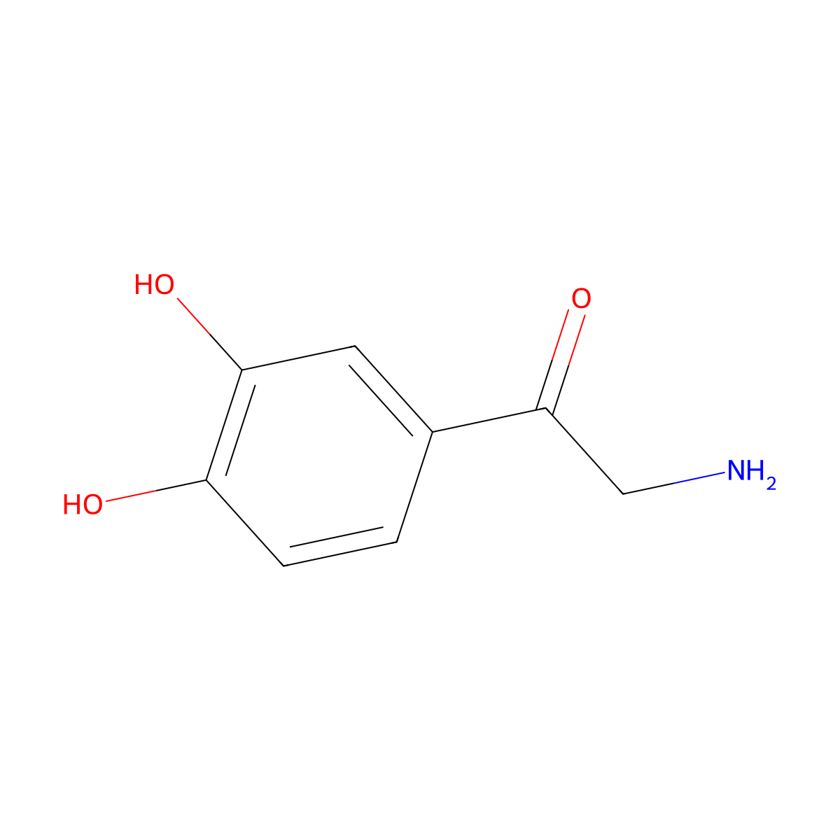 2-Amino-1-(3,4-dihydroxyphenyl)ethanone molecular structure, CAS 499-61-6