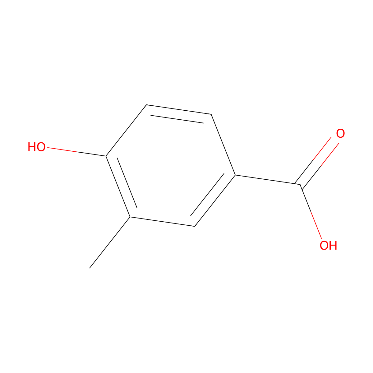 4-Hydroxy-3-methylbenzoic acid molecular structure, CAS 499-76-3