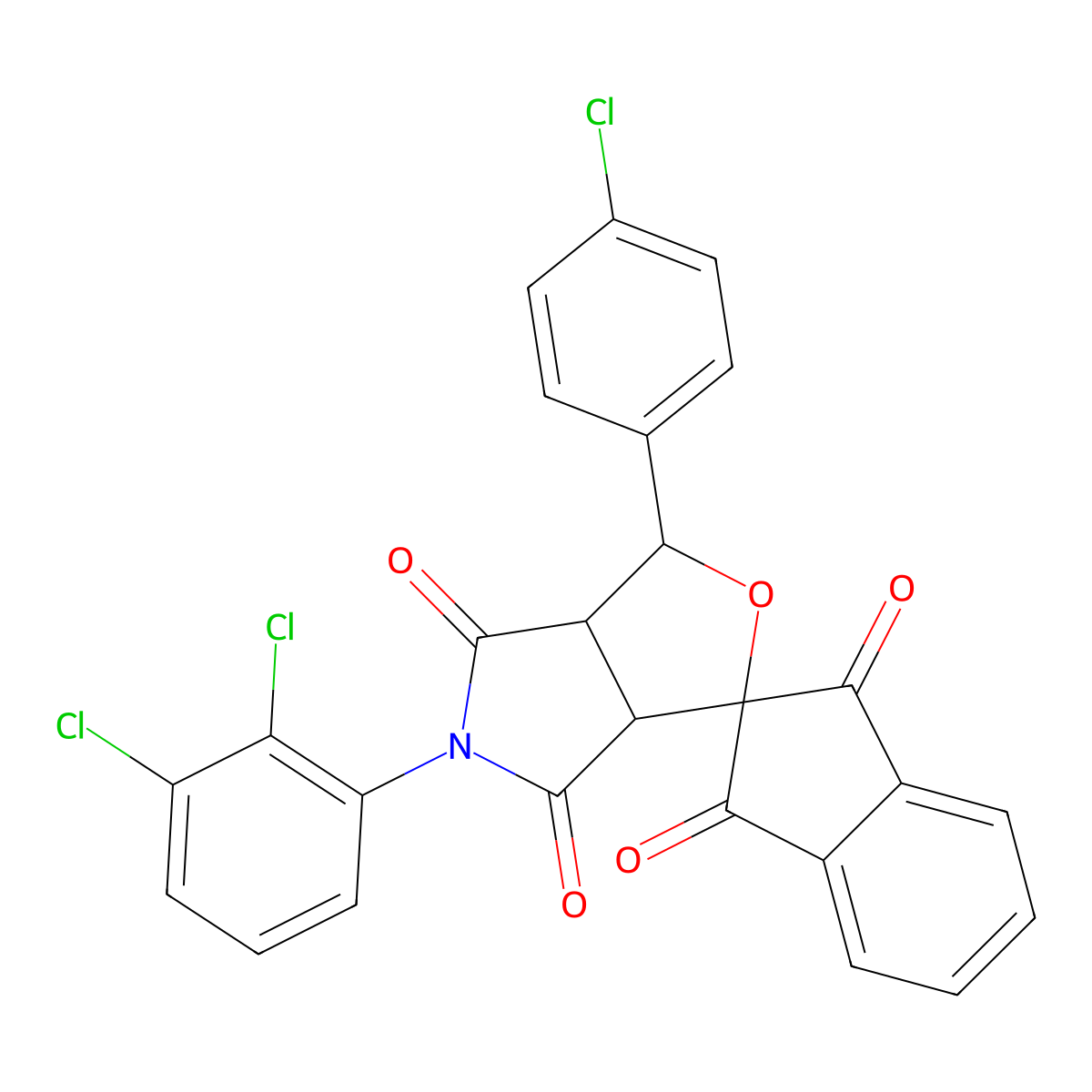 3-(4-chlorophenyl)-5-(2,3-dichlorophenyl)-3a,6a-dihydrospiro[furo[3,4-c]pyrrole-1,2'-indene]-1',3',4,6(3H,5H)-tetrone molecular structure, CAS 499100-79-7