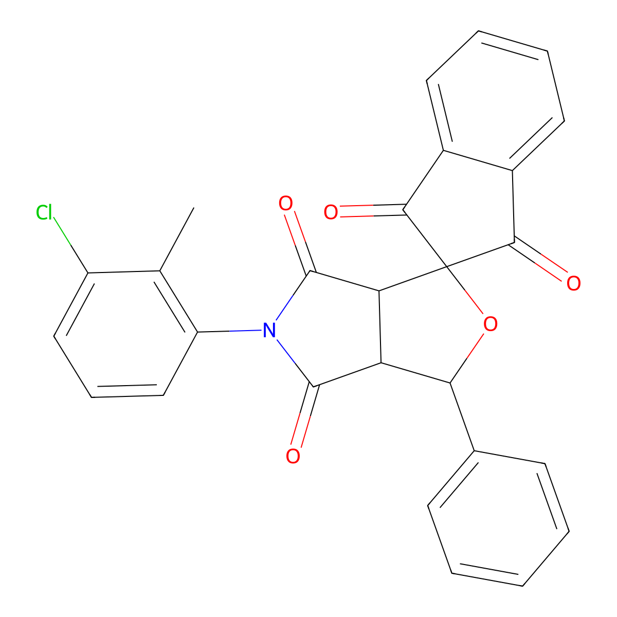 5-(3-chloro-2-methylphenyl)-3-phenyl-3a,6a-dihydrospiro[furo[3,4-c]pyrrole-1,2'-indene]-1',3',4,6(3H,5H)-tetrone molecular structure, CAS 499100-80-0