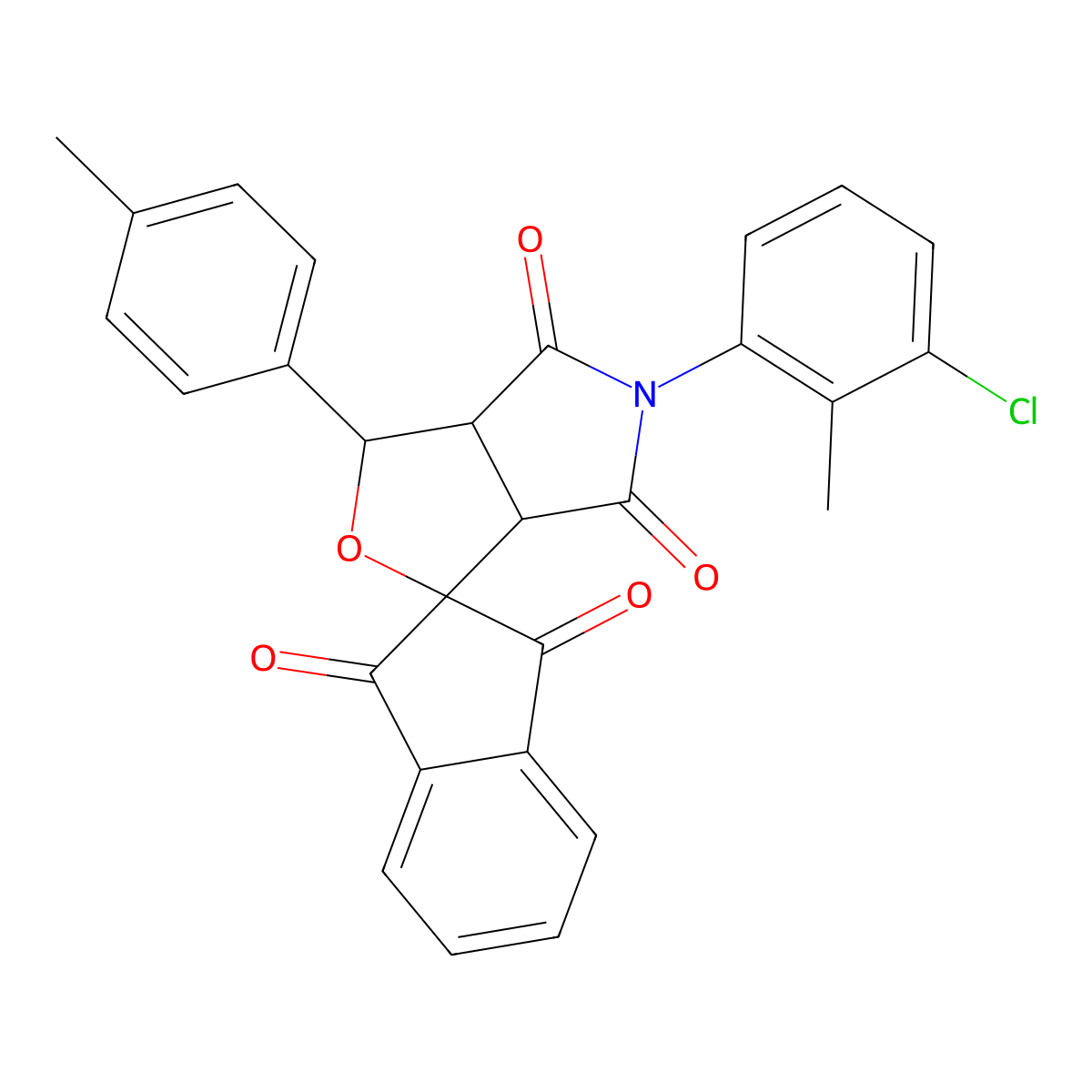 5-(3-chloro-2-methylphenyl)-3-(4-methylphenyl)-3a,6a-dihydrospiro[furo[3,4-c]pyrrole-1,2'-indene]-1',3',4,6(3H,5H)-tetrone molecular structure, CAS 499100-81-1