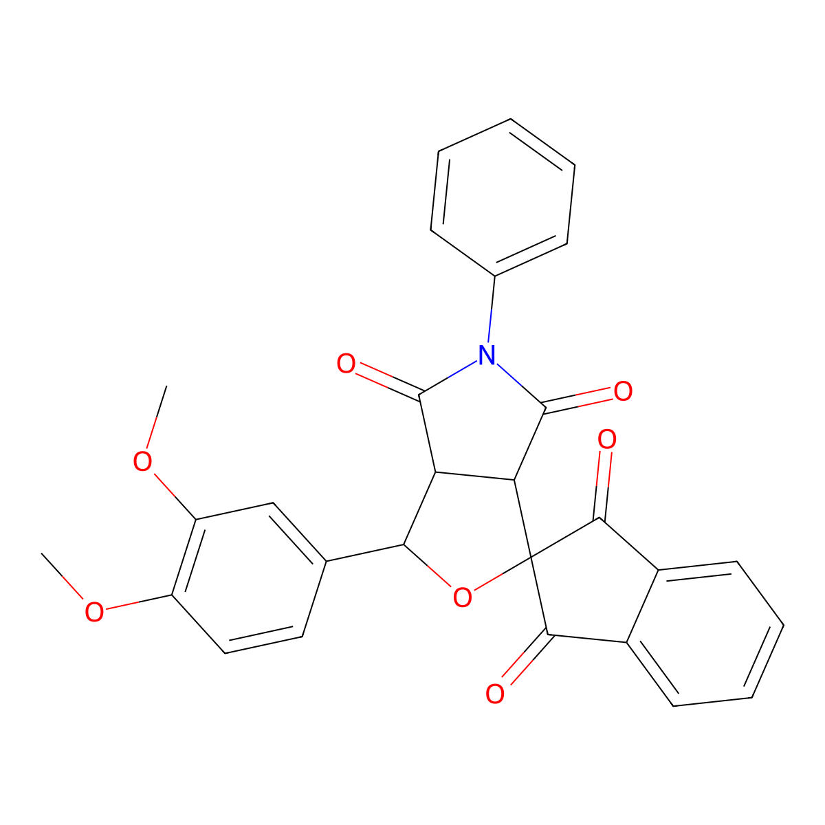 3-(3,4-dimethoxyphenyl)-5-phenyl-3a,6a-dihydrospiro[furo[3,4-c]pyrrole-1,2'-indene]-1',3',4,6(3H,5H)-tetrone molecular structure, CAS 499100-82-2