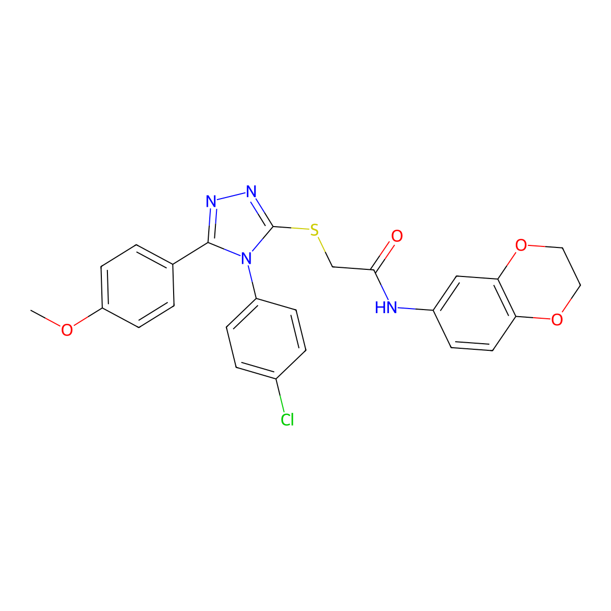 2-{[4-(4-chlorophenyl)-5-(4-methoxyphenyl)-4H-1,2,4-triazol-3-yl]sulfanyl}-N-(2,3-dihydro-1,4-benzodioxin-6-yl)acetamide molecular structure, CAS 499101-28-9