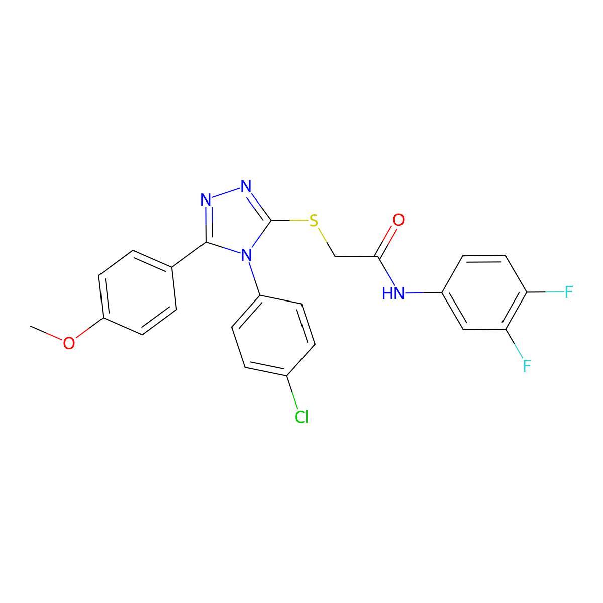 2-{[4-(4-chlorophenyl)-5-(4-methoxyphenyl)-4H-1,2,4-triazol-3-yl]sulfanyl}-N-(3,4-difluorophenyl)acetamide molecular structure, CAS 499101-34-7