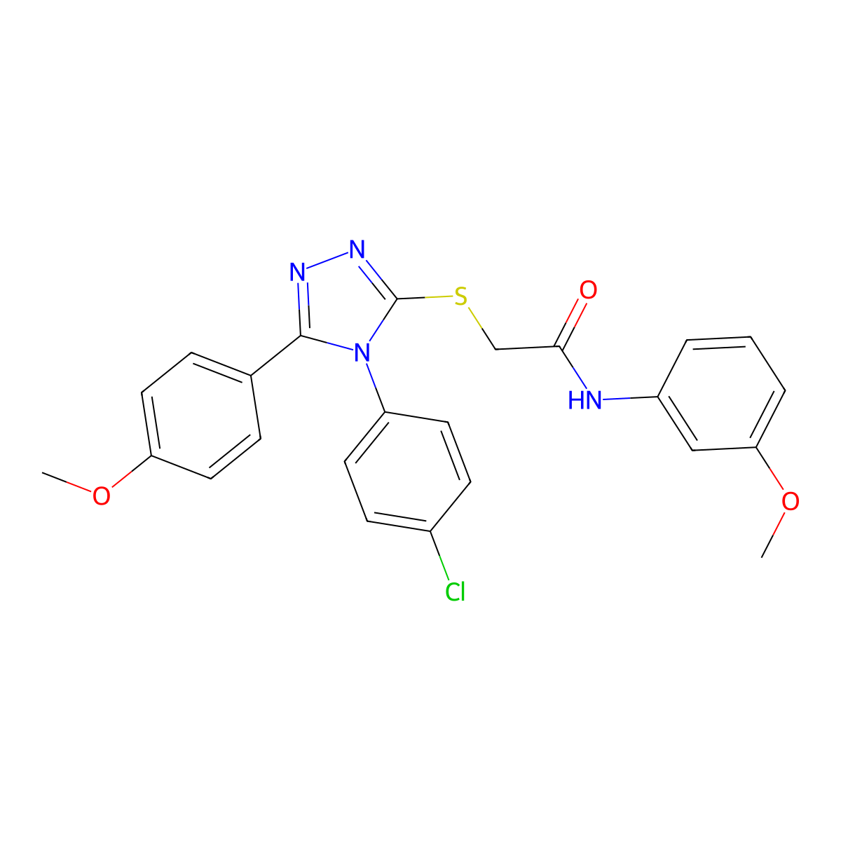 2-{[4-(4-chlorophenyl)-5-(4-methoxyphenyl)-4H-1,2,4-triazol-3-yl]sulfanyl}-N-(3-methoxyphenyl)acetamide molecular structure, CAS 499101-37-0