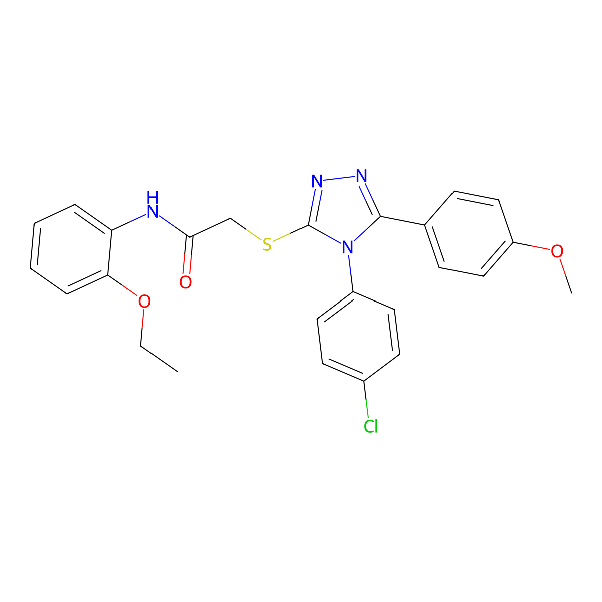 2-{[4-(4-chlorophenyl)-5-(4-methoxyphenyl)-4H-1,2,4-triazol-3-yl]sulfanyl}-N-(2-ethoxyphenyl)acetamide molecular structure, CAS 499101-42-7