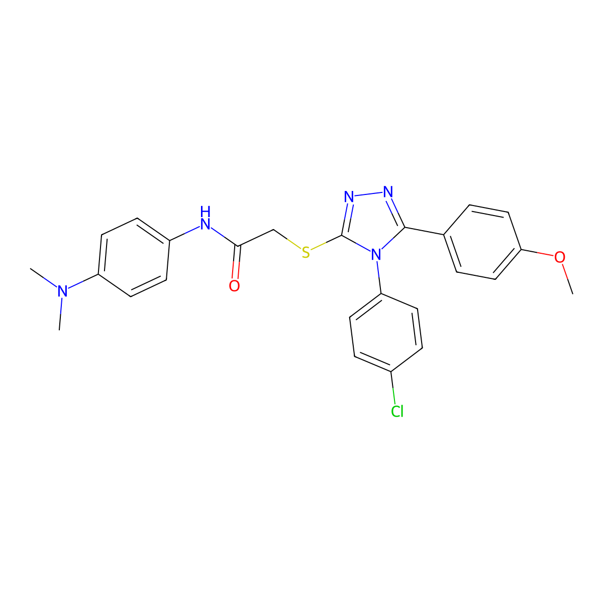 2-{[4-(4-chlorophenyl)-5-(4-methoxyphenyl)-4H-1,2,4-triazol-3-yl]sulfanyl}-N-[4-(dimethylamino)phenyl]acetamide molecular structure, CAS 499101-44-9