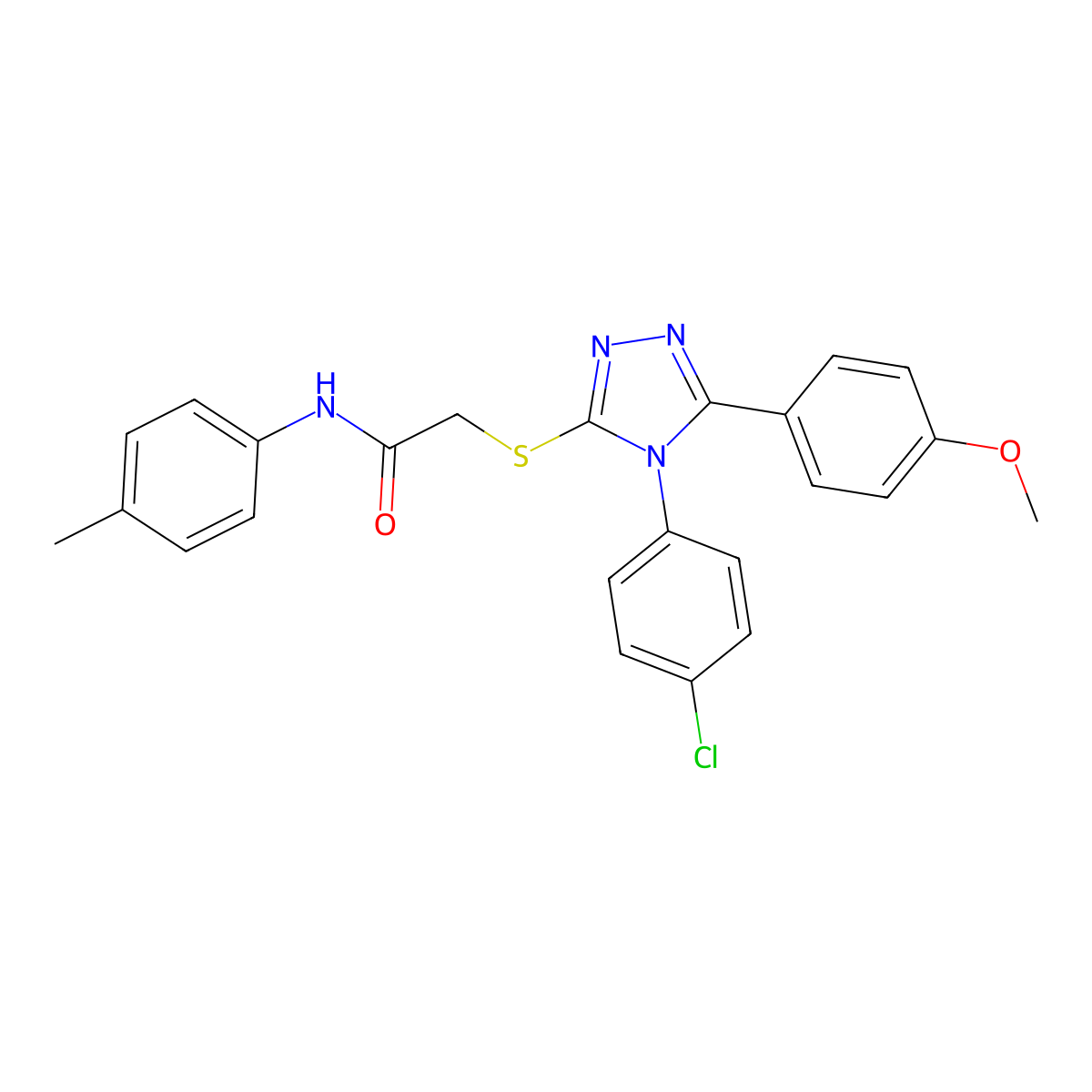 2-{[4-(4-chlorophenyl)-5-(4-methoxyphenyl)-4H-1,2,4-triazol-3-yl]sulfanyl}-N-(4-methylphenyl)acetamide molecular structure, CAS 499101-50-7
