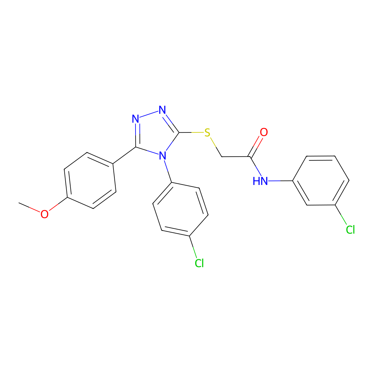 N-(3-chlorophenyl)-2-{[4-(4-chlorophenyl)-5-(4-methoxyphenyl)-4H-1,2,4-triazol-3-yl]sulfanyl}acetamide molecular structure, CAS 499101-51-8