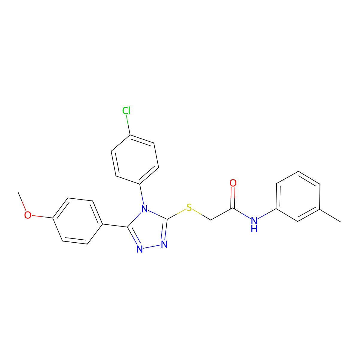 2-{[4-(4-chlorophenyl)-5-(4-methoxyphenyl)-4H-1,2,4-triazol-3-yl]sulfanyl}-N-(3-methylphenyl)acetamide molecular structure, CAS 499101-52-9