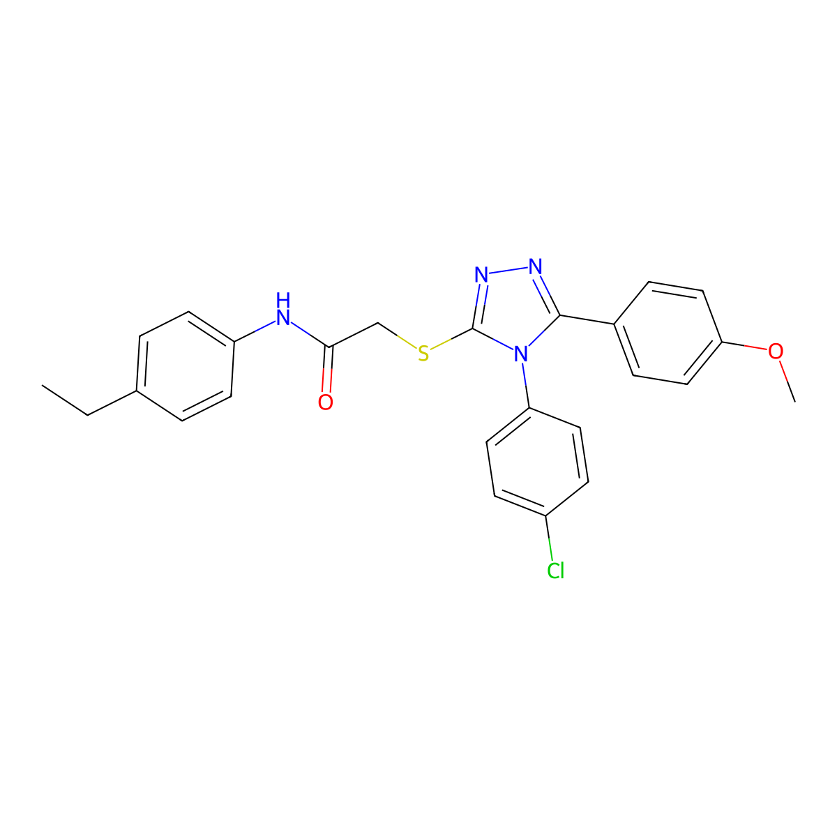2-{[4-(4-chlorophenyl)-5-(4-methoxyphenyl)-4H-1,2,4-triazol-3-yl]sulfanyl}-N-(4-ethylphenyl)acetamide molecular structure, CAS 499101-53-0