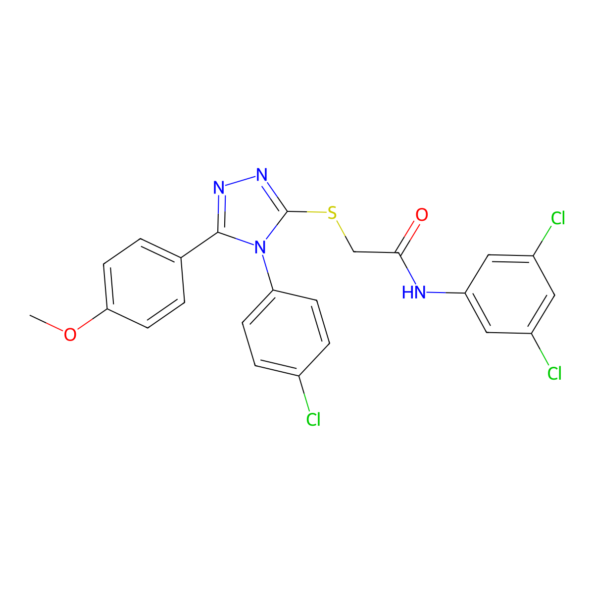 2-{[4-(4-chlorophenyl)-5-(4-methoxyphenyl)-4H-1,2,4-triazol-3-yl]sulfanyl}-N-(3,5-dichlorophenyl)acetamide molecular structure, CAS 499101-54-1