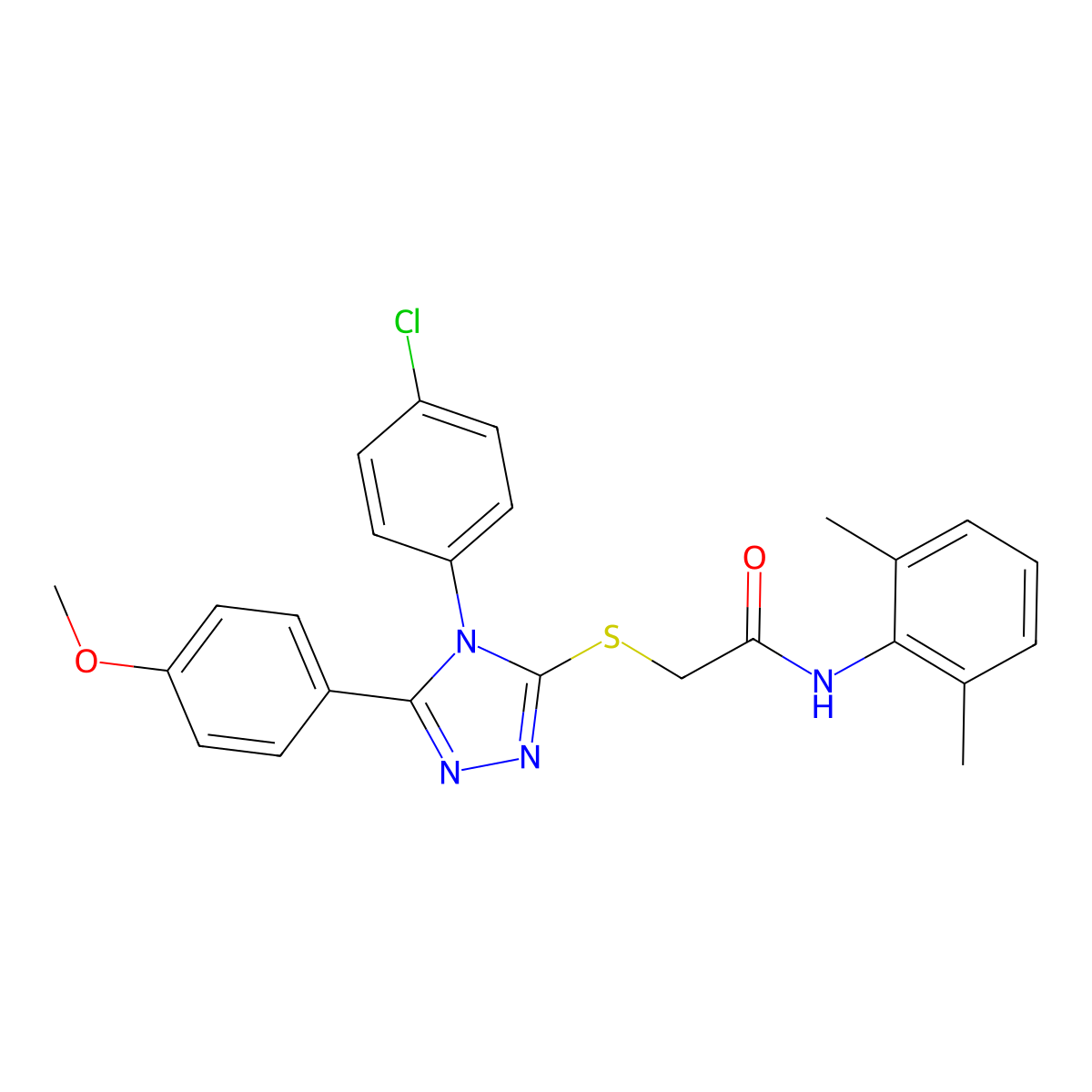 2-{[4-(4-chlorophenyl)-5-(4-methoxyphenyl)-4H-1,2,4-triazol-3-yl]sulfanyl}-N-(2,6-dimethylphenyl)acetamide molecular structure, CAS 499101-57-4