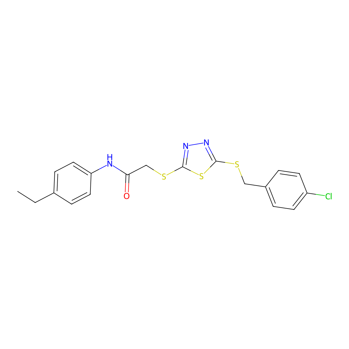 2-({5-[(4-Chlorobenzyl)sulfanyl]-1,3,4-thiadiazol-2-YL}sulfanyl)-N-(4-ethylphenyl)acetamide molecular structure, CAS 499101-90-5