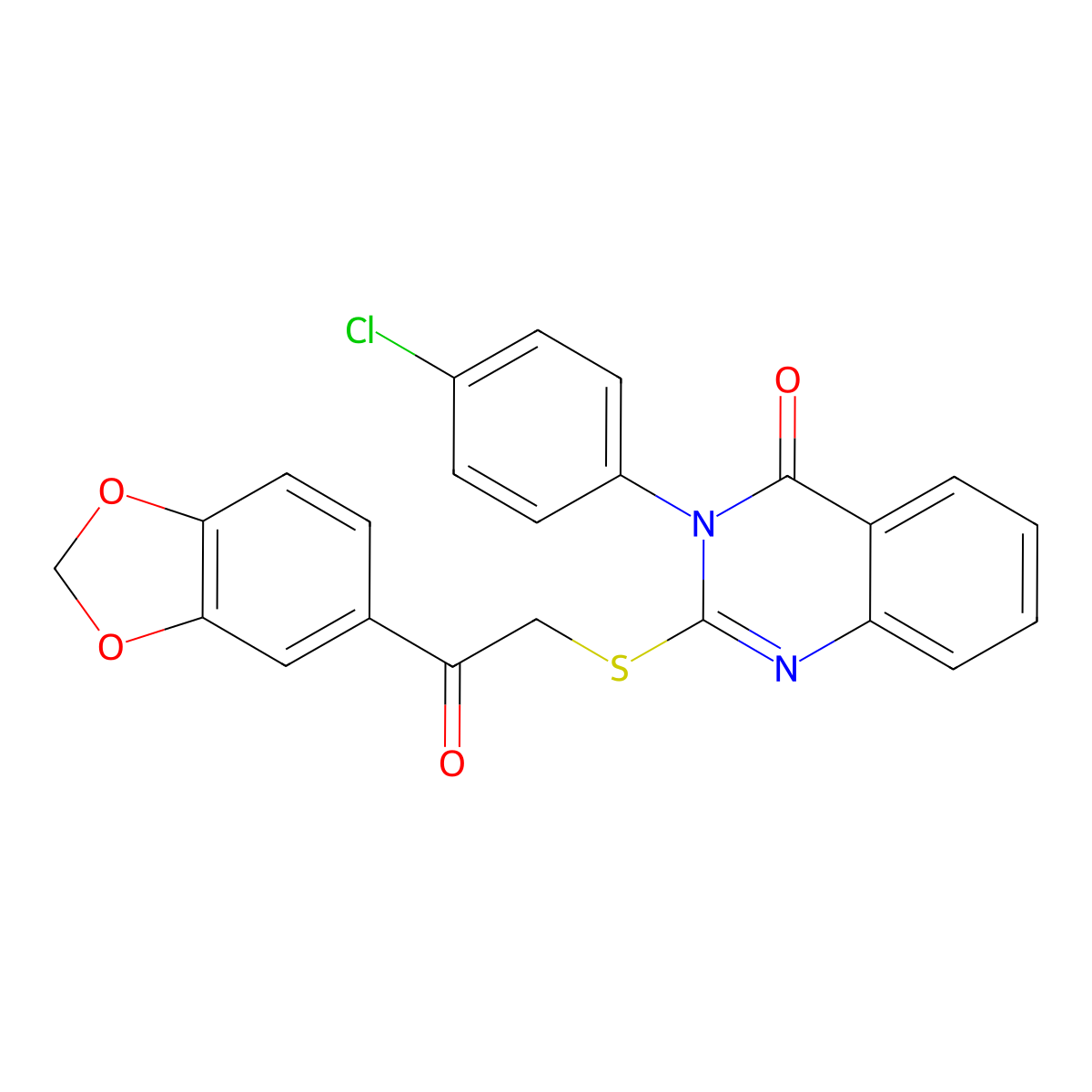 2-((2-(1,3-Benzodioxol-5-YL)-2-oxoethyl)thio)-3-(4-CL-PH)-4(3H)-quinazolinone molecular structure, CAS 499101-99-4