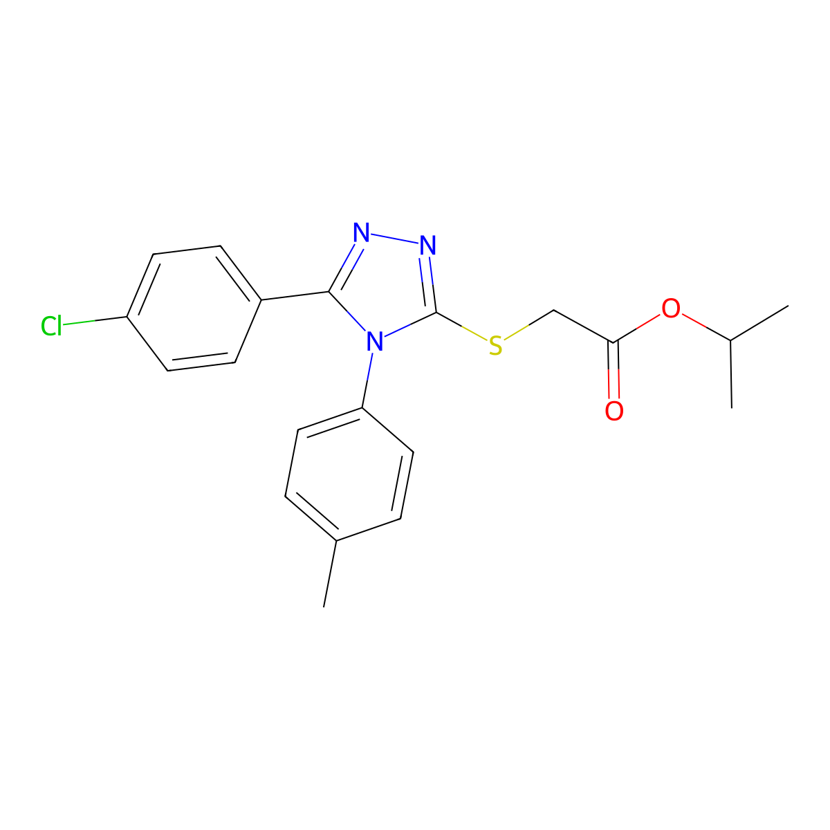 propan-2-yl {[5-(4-chlorophenyl)-4-(4-methylphenyl)-4H-1,2,4-triazol-3-yl]sulfanyl}acetate molecular structure, CAS 499102-13-5