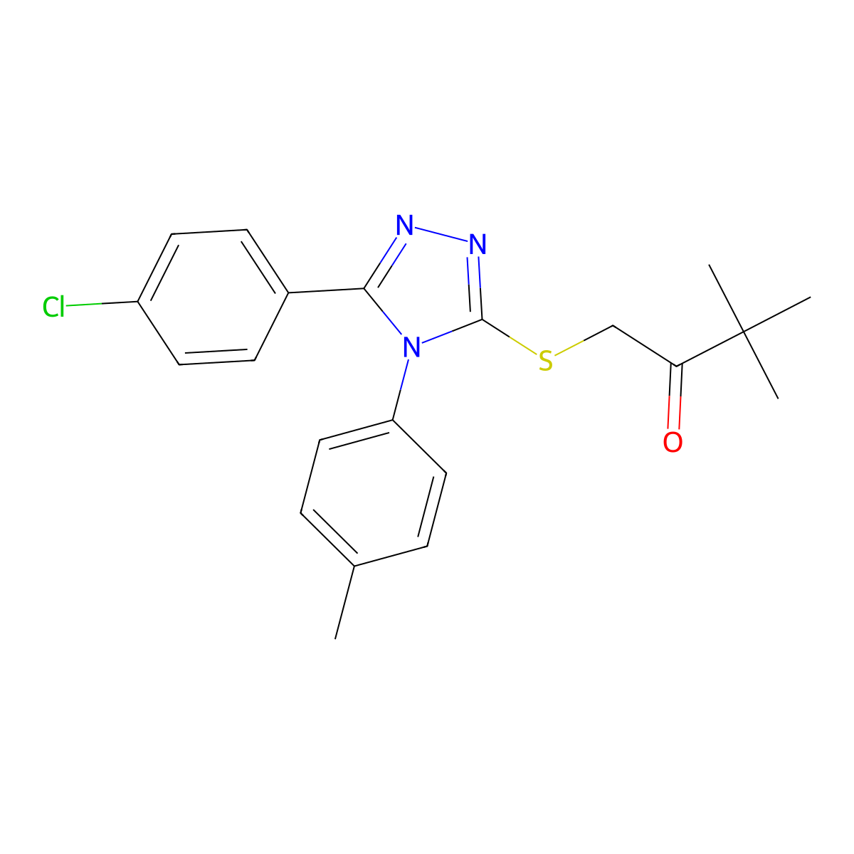 1-{[5-(4-chlorophenyl)-4-(4-methylphenyl)-4H-1,2,4-triazol-3-yl]sulfanyl}-3,3-dimethylbutan-2-one molecular structure, CAS 499102-14-6