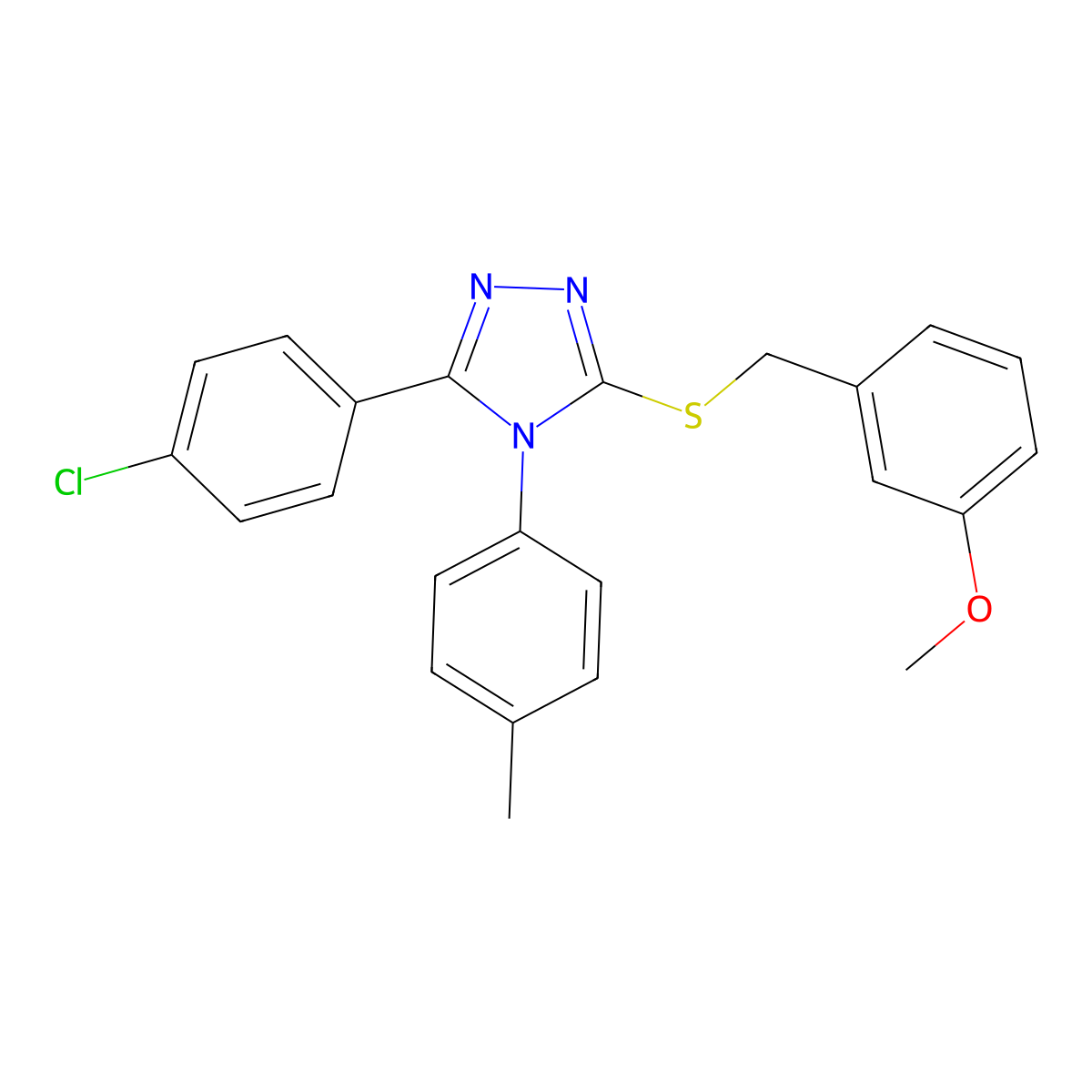 3-(4-chlorophenyl)-5-[(3-methoxybenzyl)sulfanyl]-4-(4-methylphenyl)-4H-1,2,4-triazole molecular structure, CAS 499102-19-1
