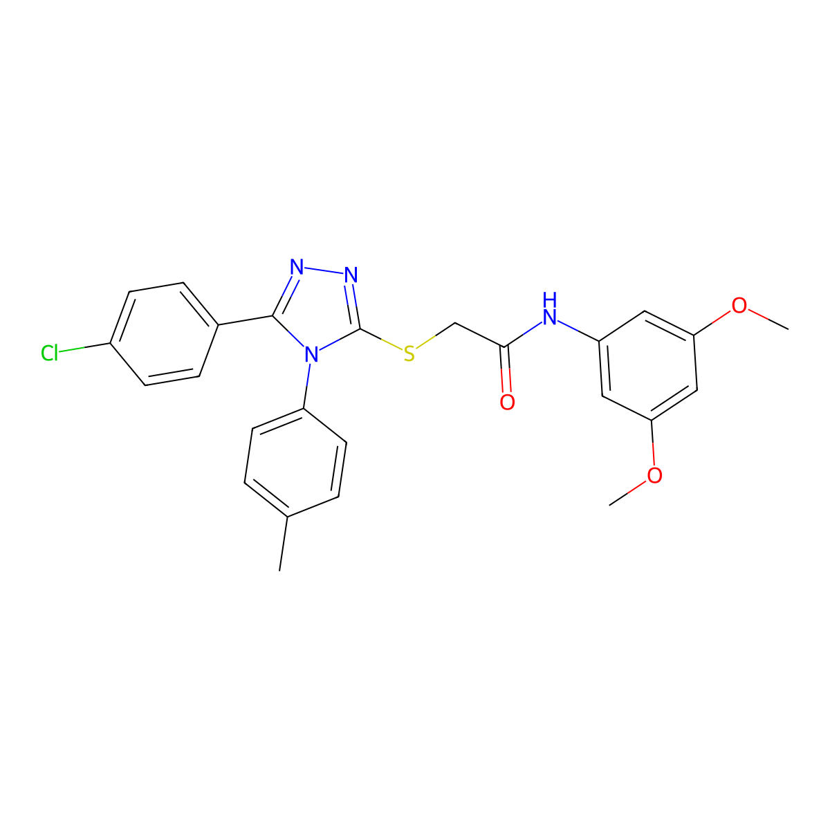 2-{[5-(4-chlorophenyl)-4-(4-methylphenyl)-4H-1,2,4-triazol-3-yl]sulfanyl}-N-(3,5-dimethoxyphenyl)acetamide molecular structure, CAS 499102-20-4