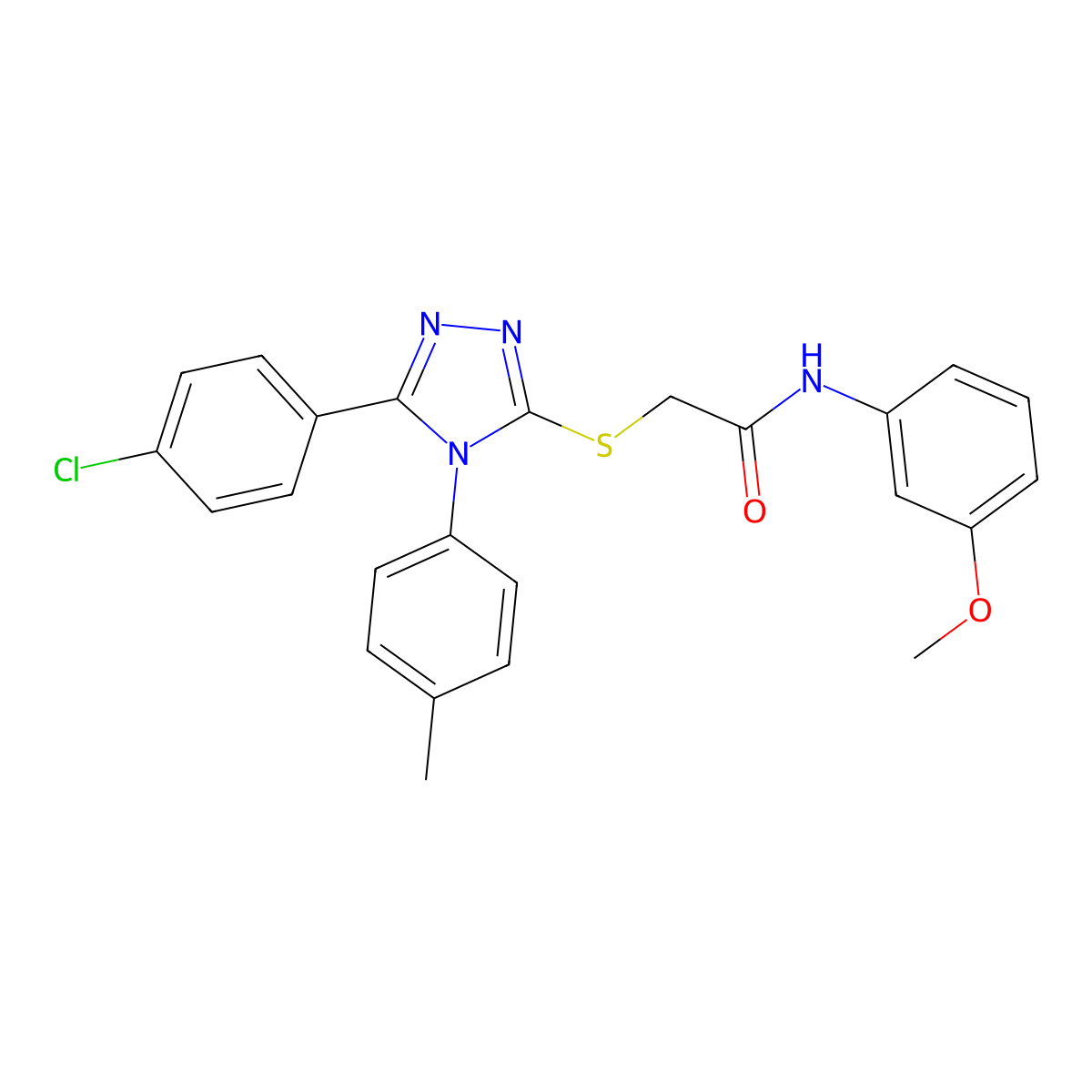 2-{[5-(4-chlorophenyl)-4-(4-methylphenyl)-4H-1,2,4-triazol-3-yl]sulfanyl}-N-(3-methoxyphenyl)acetamide molecular structure, CAS 499102-23-7
