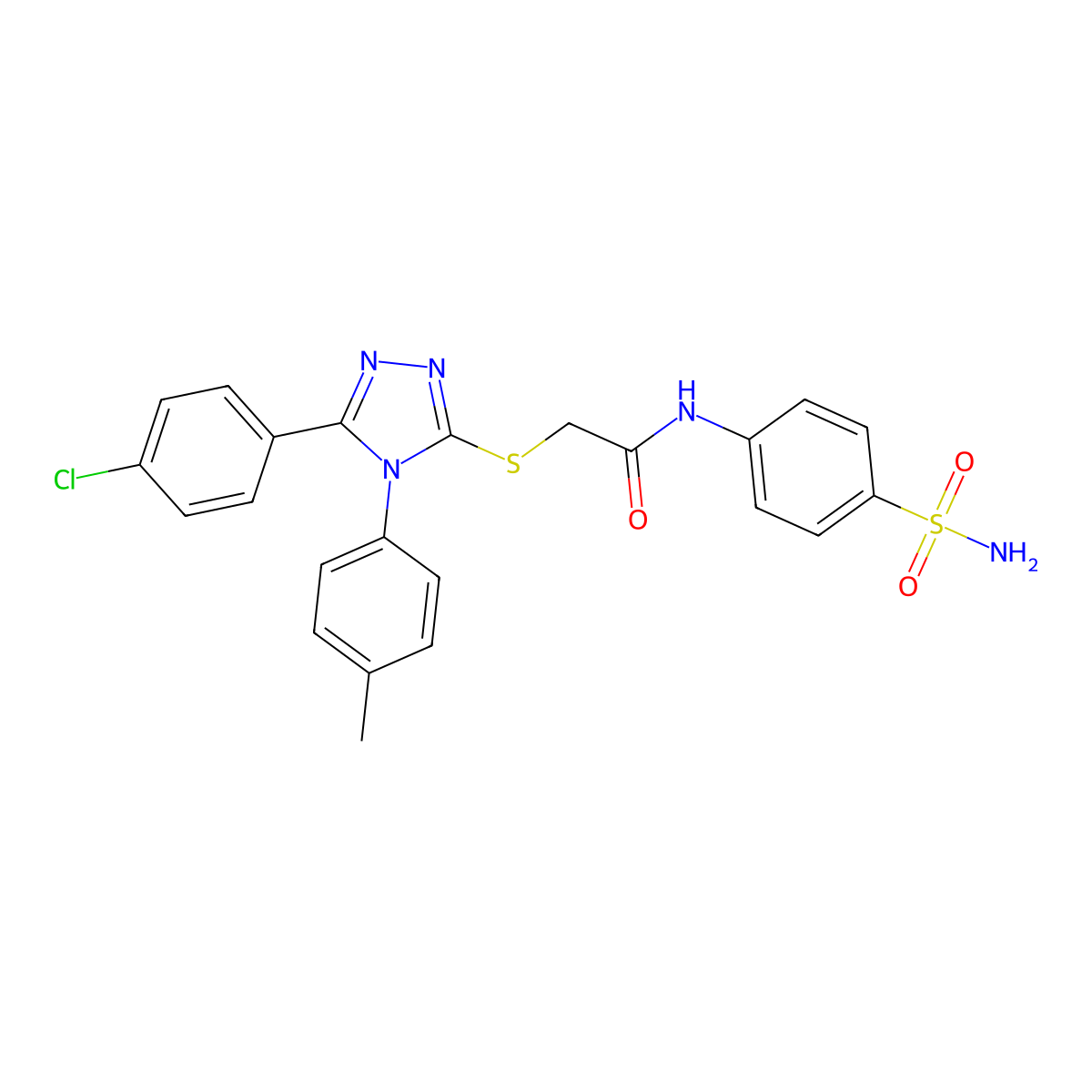 2-{[5-(4-chlorophenyl)-4-(4-methylphenyl)-4H-1,2,4-triazol-3-yl]sulfanyl}-N-(4-sulfamoylphenyl)acetamide molecular structure, CAS 499102-24-8