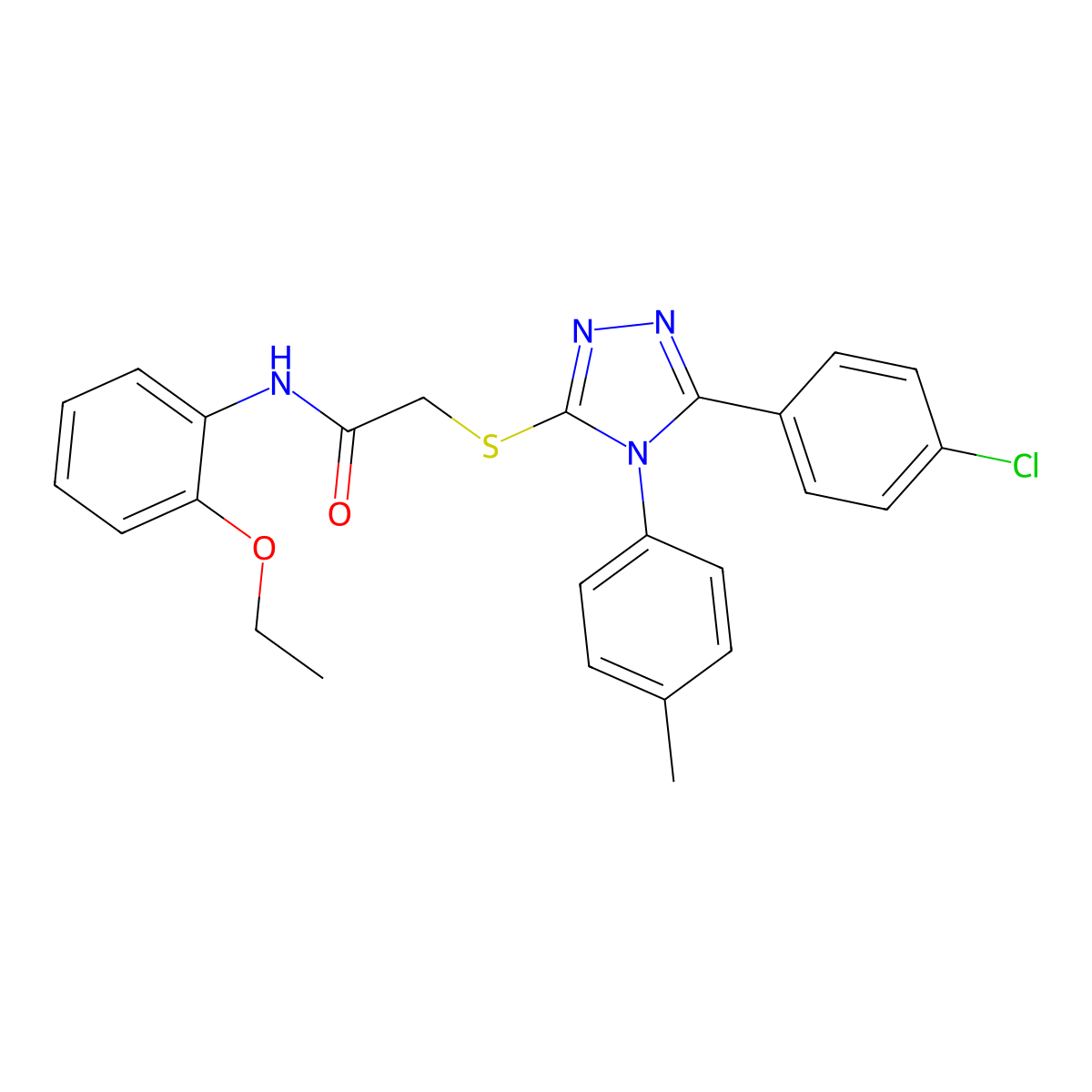 2-{[5-(4-chlorophenyl)-4-(4-methylphenyl)-4H-1,2,4-triazol-3-yl]sulfanyl}-N-(2-ethoxyphenyl)acetamide molecular structure, CAS 499102-25-9