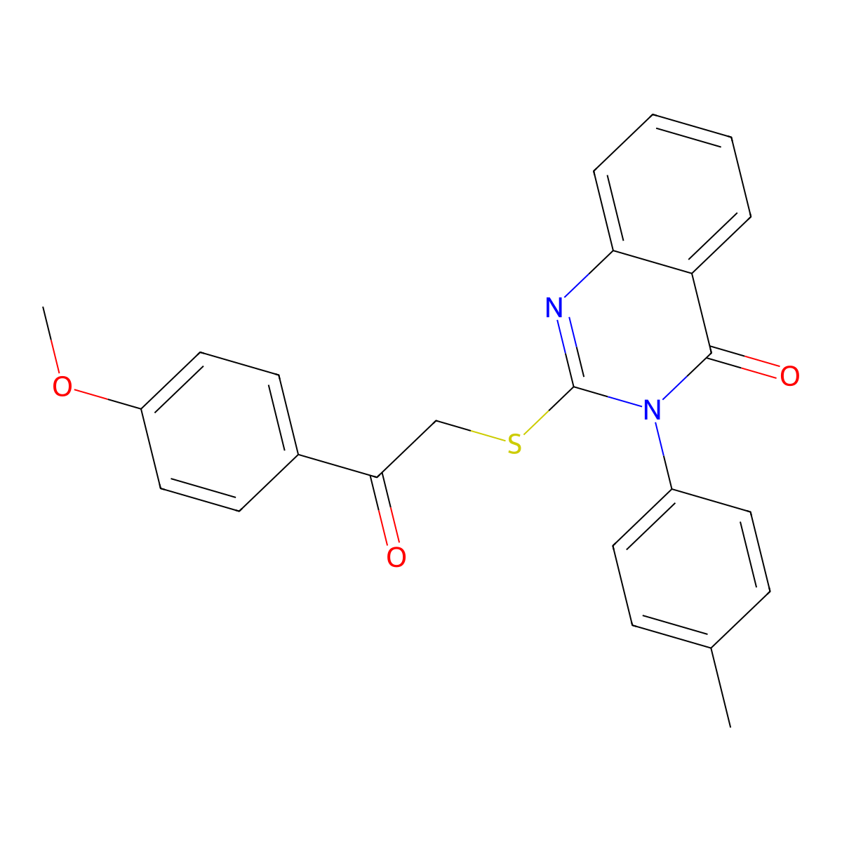 2-((2-(4-Methoxyphenyl)-2-oxoethyl)thio)-3-(4-methylphenyl)-4(3H)-quinazolinone molecular structure, CAS 499102-36-2