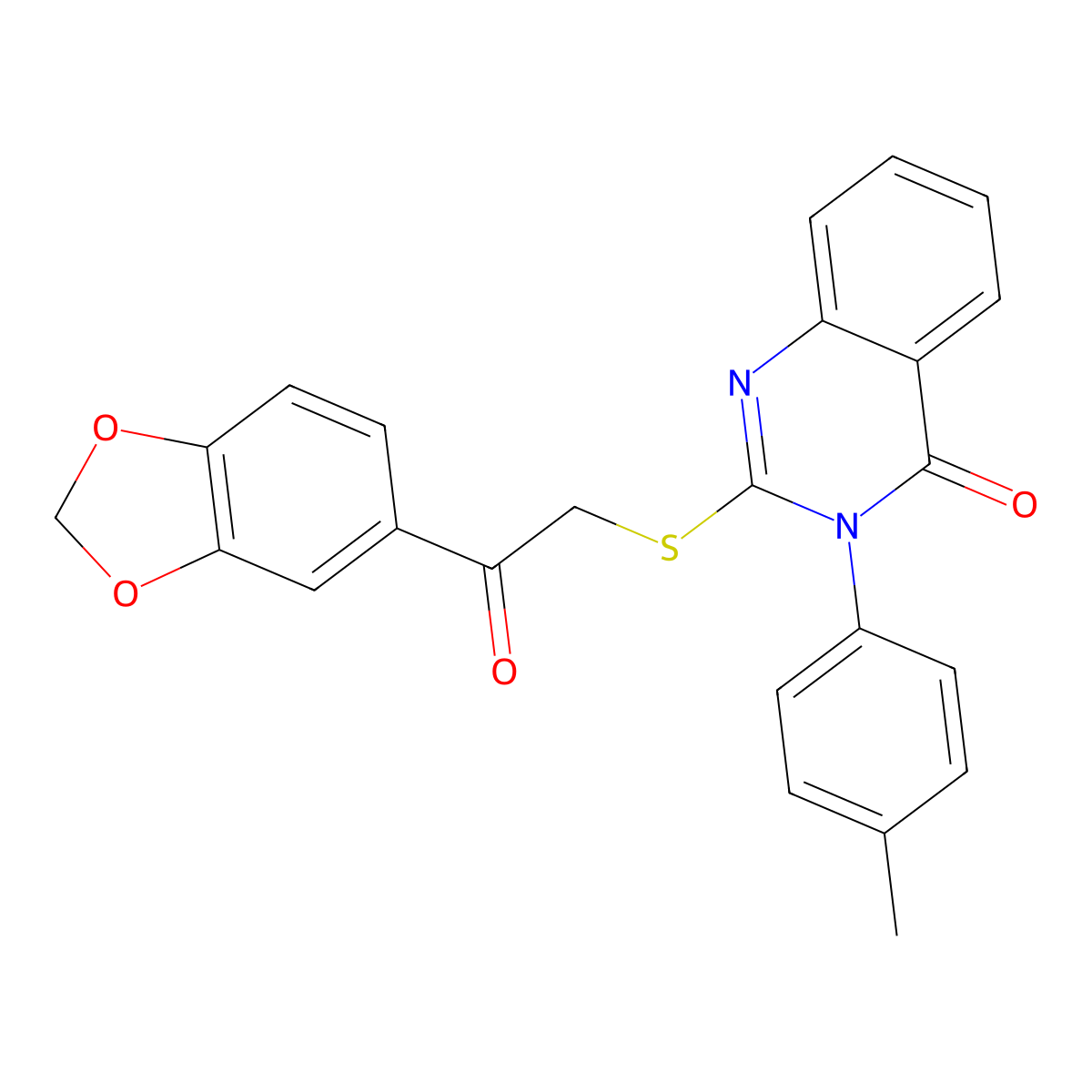 2-((2-(1,3-Benzodioxol-5-YL)-2-oxoethyl)sulfanyl)-3-(4-methylphenyl)-4(3H)-quinazolinone molecular structure, CAS 499102-37-3
