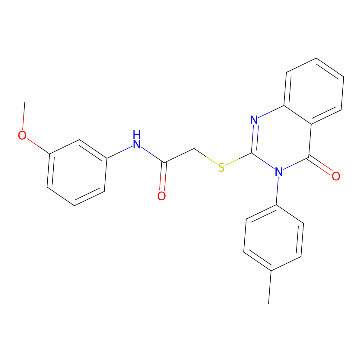 N-(3-methoxyphenyl)-2-{[3-(4-methylphenyl)-4-oxo-3,4-dihydroquinazolin-2-yl]sulfanyl}acetamide molecular structure, CAS 499102-40-8