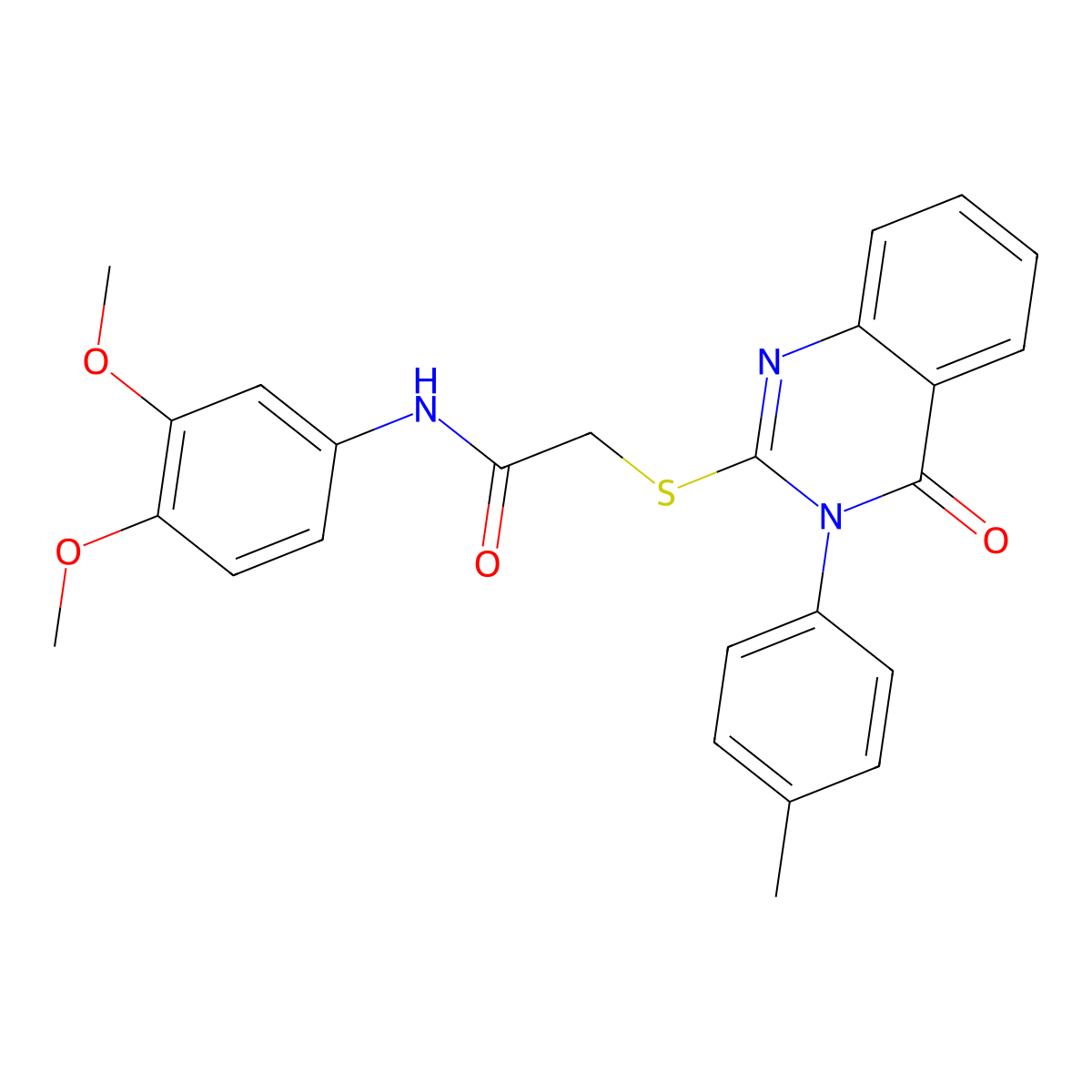 N-(3,4-dimethoxyphenyl)-2-{[3-(4-methylphenyl)-4-oxo-3,4-dihydroquinazolin-2-yl]sulfanyl}acetamide molecular structure, CAS 499102-41-9