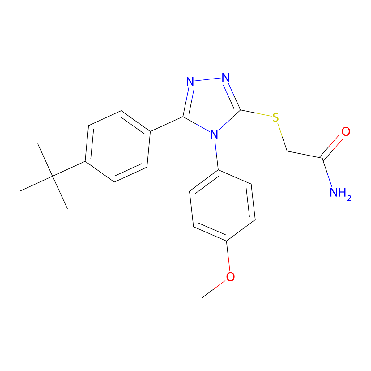 2-{[5-(4-tert-butylphenyl)-4-(4-methoxyphenyl)-4H-1,2,4-triazol-3-yl]sulfanyl}acetamide molecular structure, CAS 499103-01-4