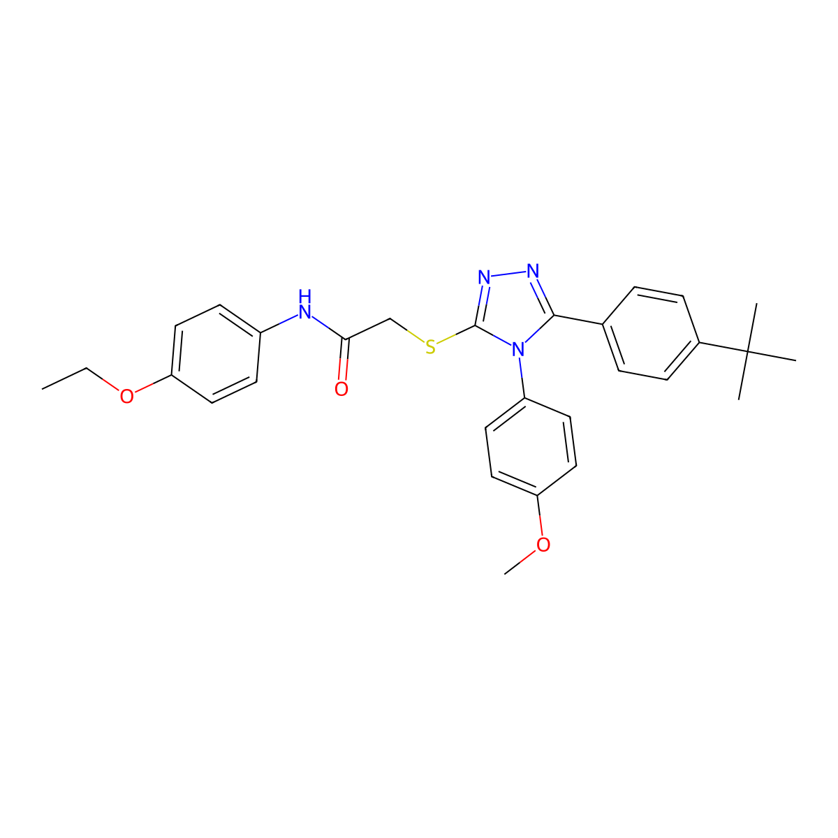 2-{[5-(4-tert-butylphenyl)-4-(4-methoxyphenyl)-4H-1,2,4-triazol-3-yl]sulfanyl}-N-(4-ethoxyphenyl)acetamide molecular structure, CAS 499103-10-5