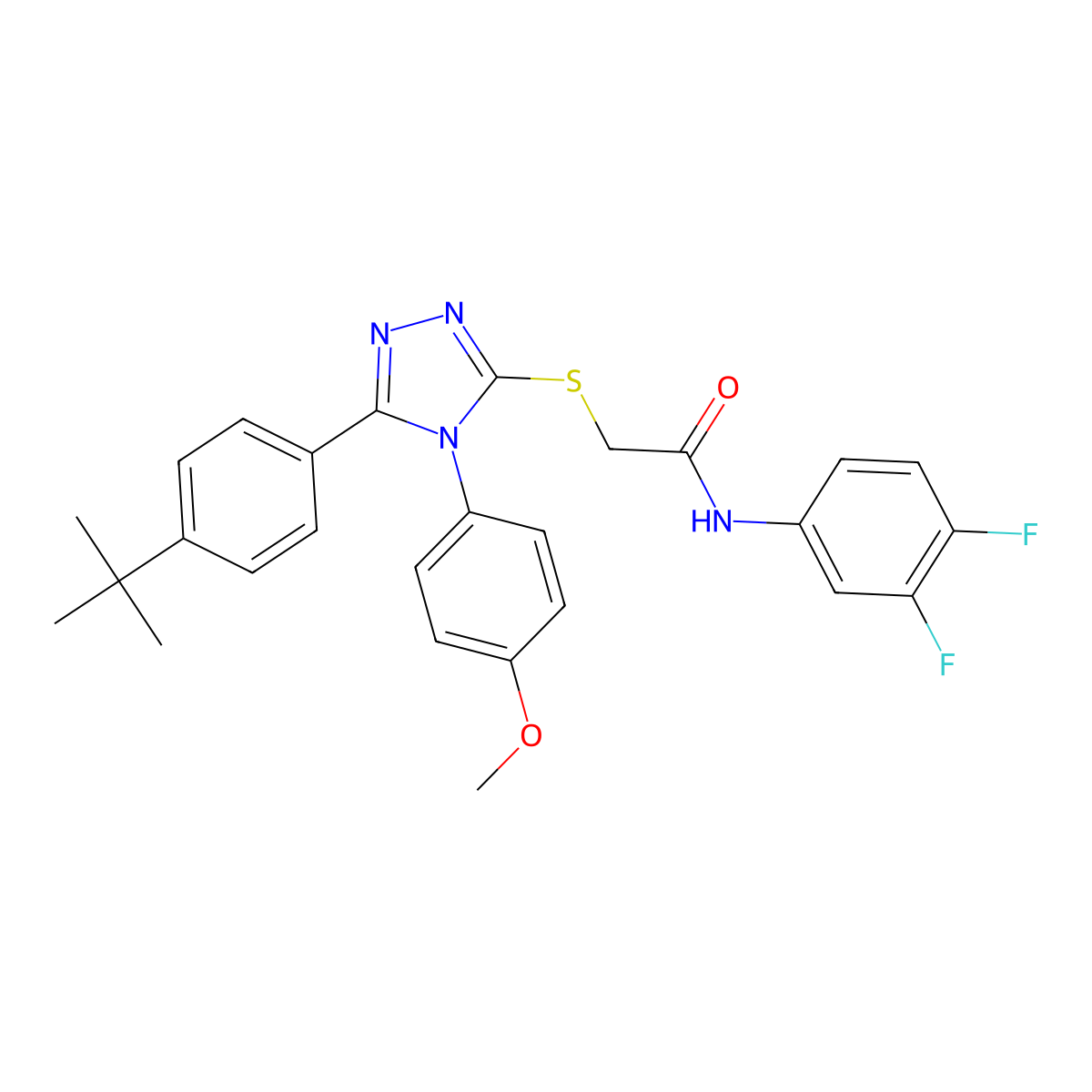 2-{[5-(4-tert-butylphenyl)-4-(4-methoxyphenyl)-4H-1,2,4-triazol-3-yl]sulfanyl}-N-(3,4-difluorophenyl)acetamide molecular structure, CAS 499103-15-0