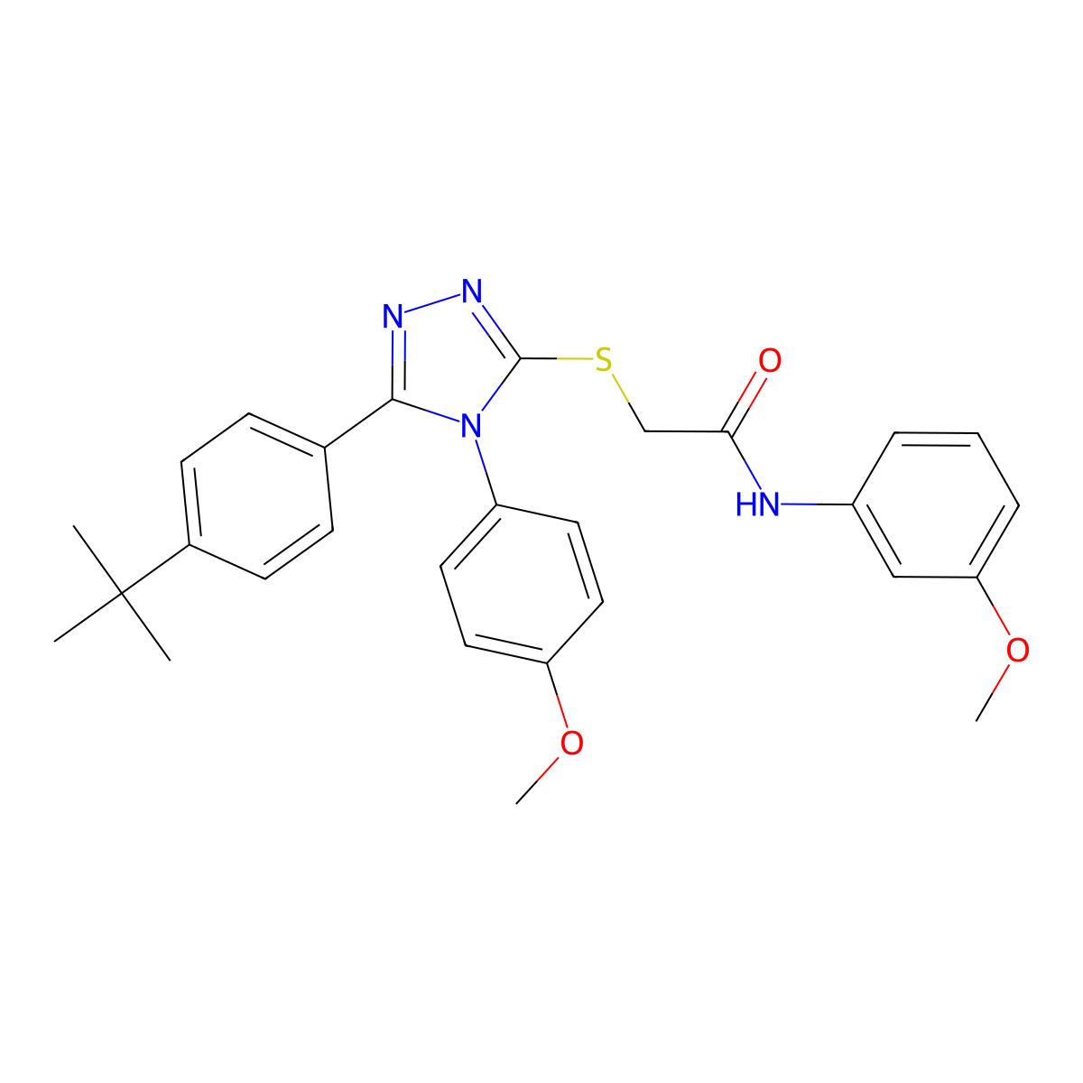 2-{[5-(4-tert-butylphenyl)-4-(4-methoxyphenyl)-4H-1,2,4-triazol-3-yl]sulfanyl}-N-(3-methoxyphenyl)acetamide molecular structure, CAS 499103-17-2