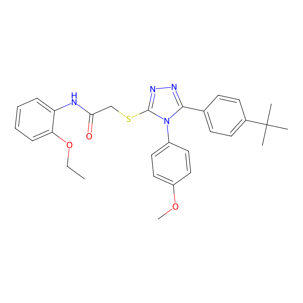 2-{[5-(4-tert-butylphenyl)-4-(4-methoxyphenyl)-4H-1,2,4-triazol-3-yl]sulfanyl}-N-(2-ethoxyphenyl)acetamide molecular structure, CAS 499103-18-3