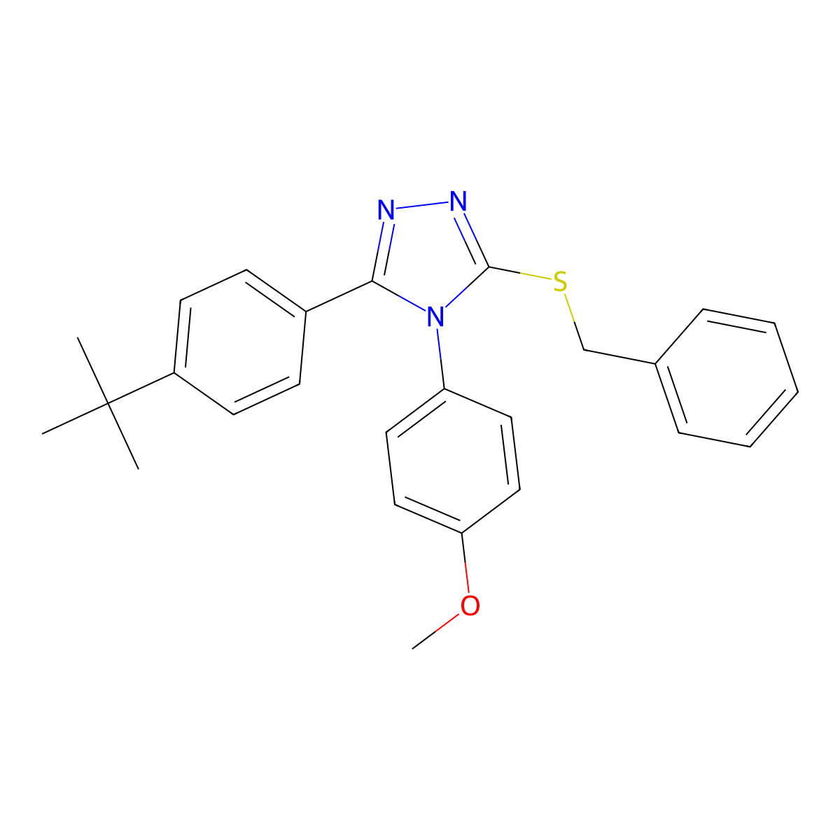 3-(benzylsulfanyl)-5-(4-tert-butylphenyl)-4-(4-methoxyphenyl)-4H-1,2,4-triazole molecular structure, CAS 499103-20-7