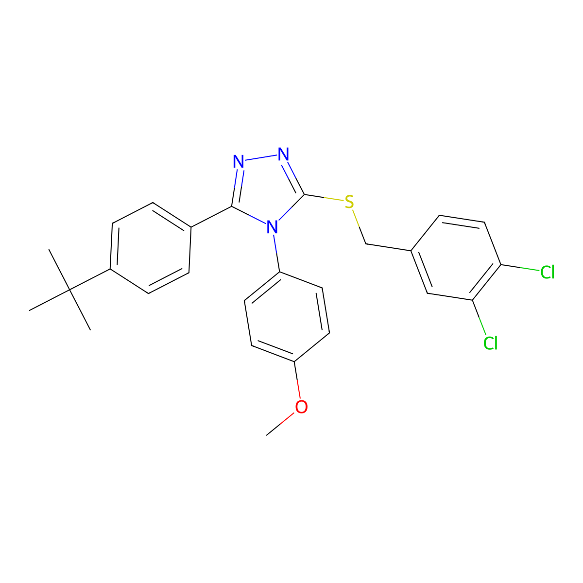 3-(4-tert-butylphenyl)-5-[(3,4-dichlorobenzyl)sulfanyl]-4-(4-methoxyphenyl)-4H-1,2,4-triazole molecular structure, CAS 499103-21-8