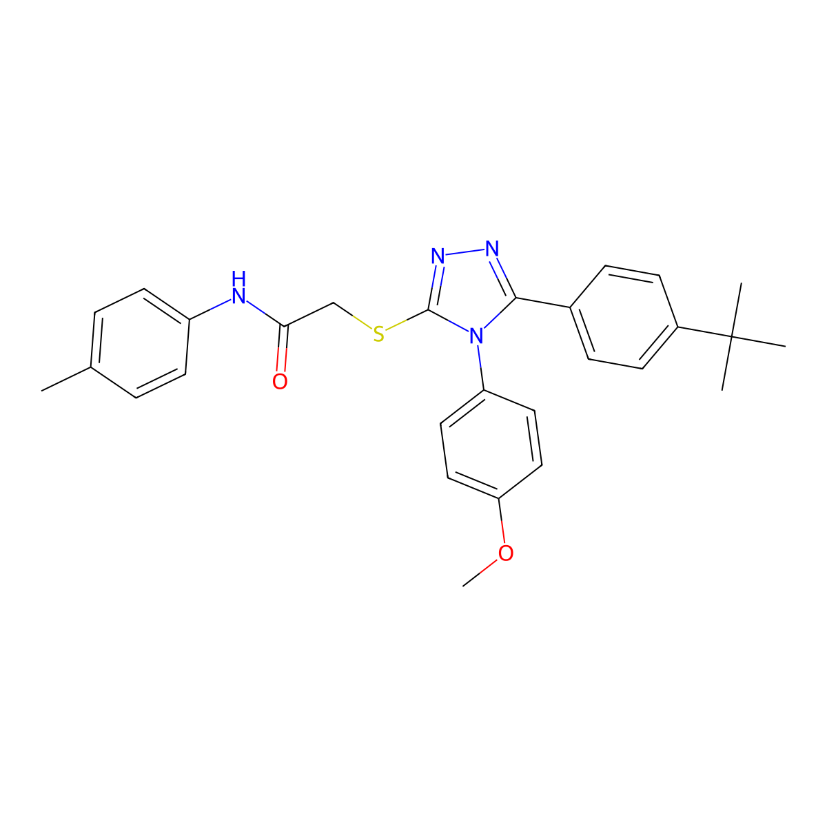 2-{[5-(4-tert-butylphenyl)-4-(4-methoxyphenyl)-4H-1,2,4-triazol-3-yl]sulfanyl}-N-(4-methylphenyl)acetamide molecular structure, CAS 499103-24-1