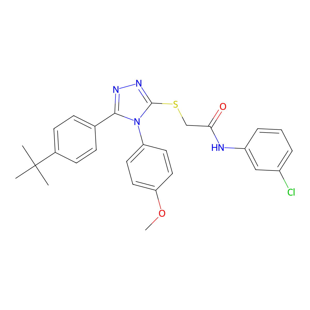 2-{[5-(4-tert-butylphenyl)-4-(4-methoxyphenyl)-4H-1,2,4-triazol-3-yl]sulfanyl}-N-(3-chlorophenyl)acetamide molecular structure, CAS 499103-25-2
