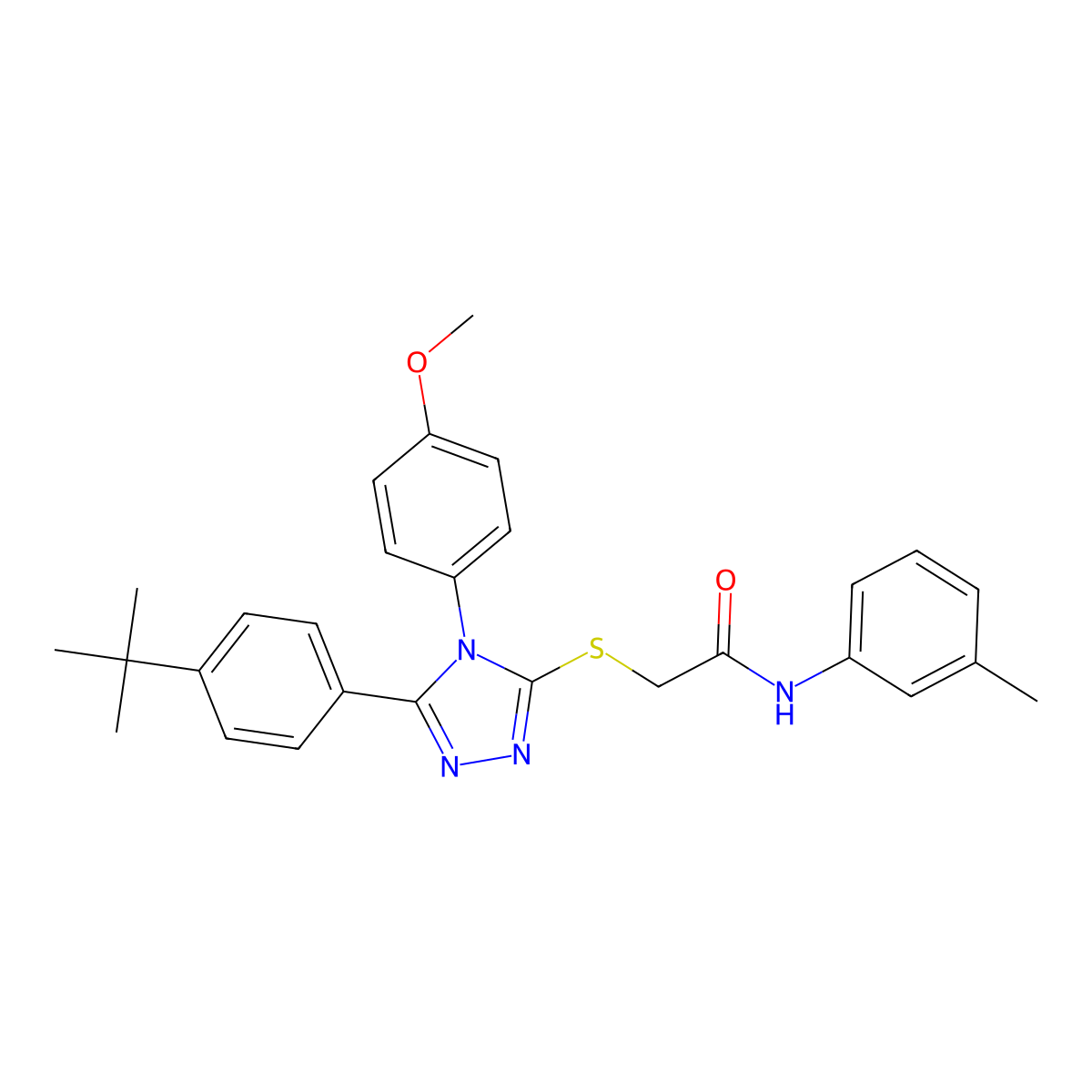 2-{[5-(4-Tert-butylphenyl)-4-(4-methoxyphenyl)-4H-1,2,4-triazol-3-YL]sulfanyl}-N-(3-methylphenyl)acetamide molecular structure, CAS 499103-26-3